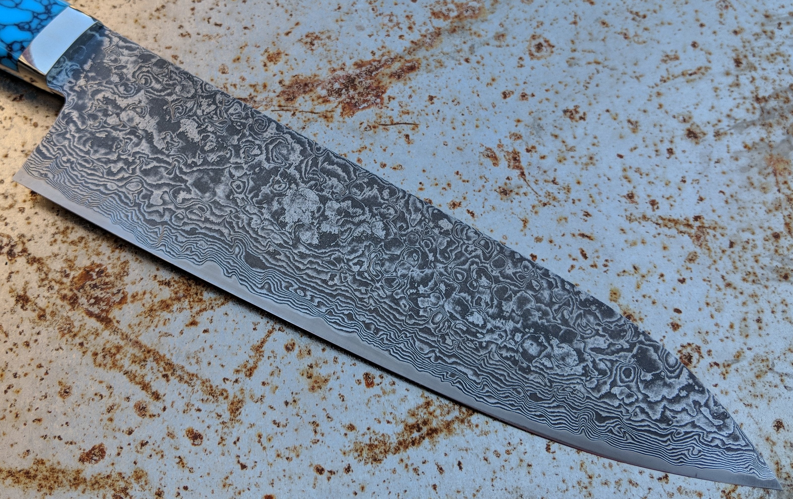 Premium Mr. Itou 190mm Turquoise Gyuto Japanese Chef Knife - High Carbon Stainless Steel Blade for Professional Sushi, Meat Cutting & Kitchen Cooking