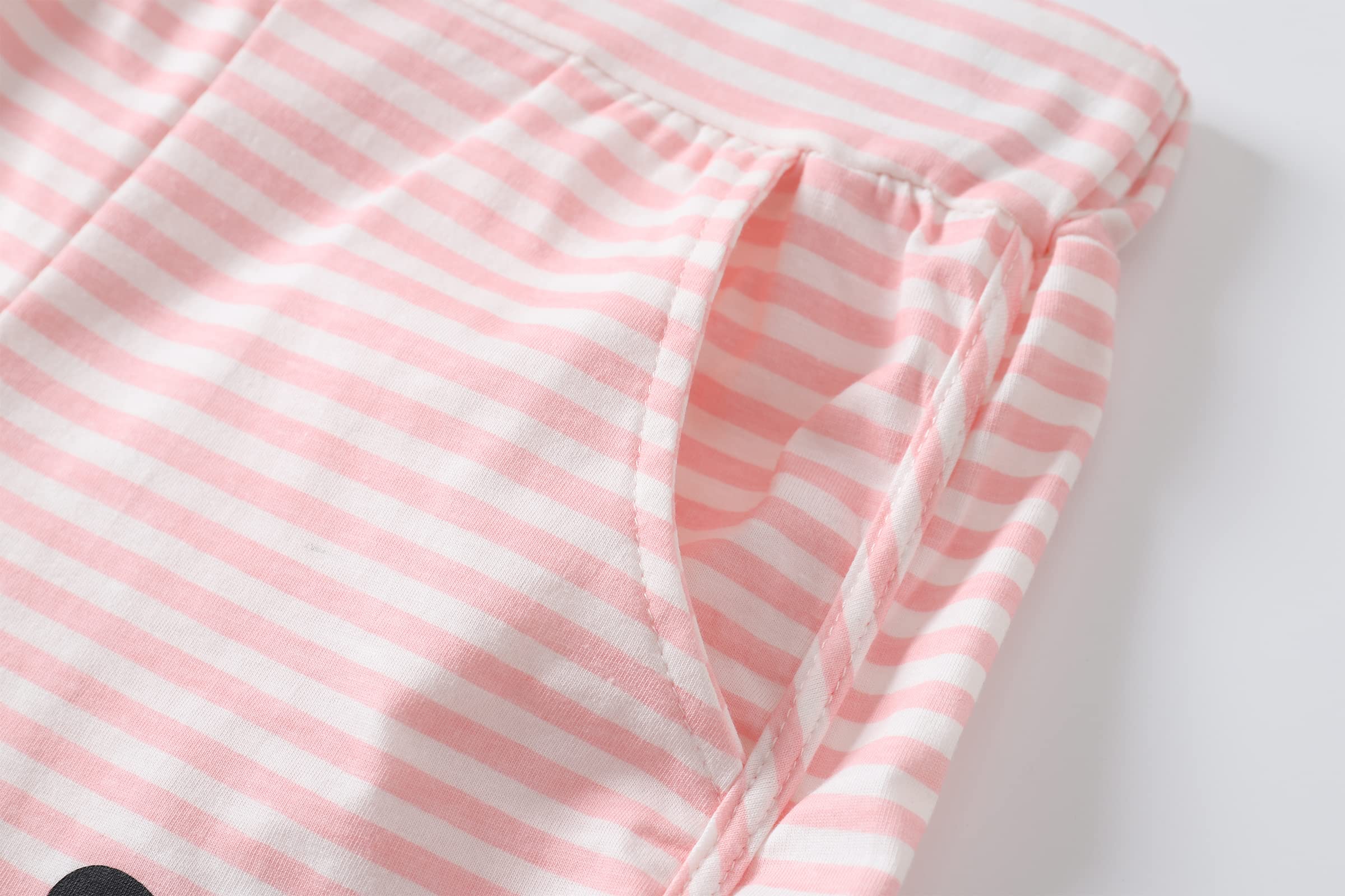 Big Girls Summer Pajama Set - Striped Heart Print Sleepwear for Comfort & Style