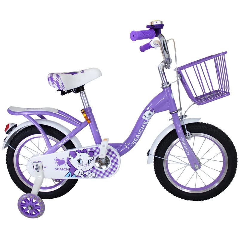 SEAICH Catastic Purple Kids Bicycle - Perfect for Outdoor Play, Park Rides & Neighborhood Adventures