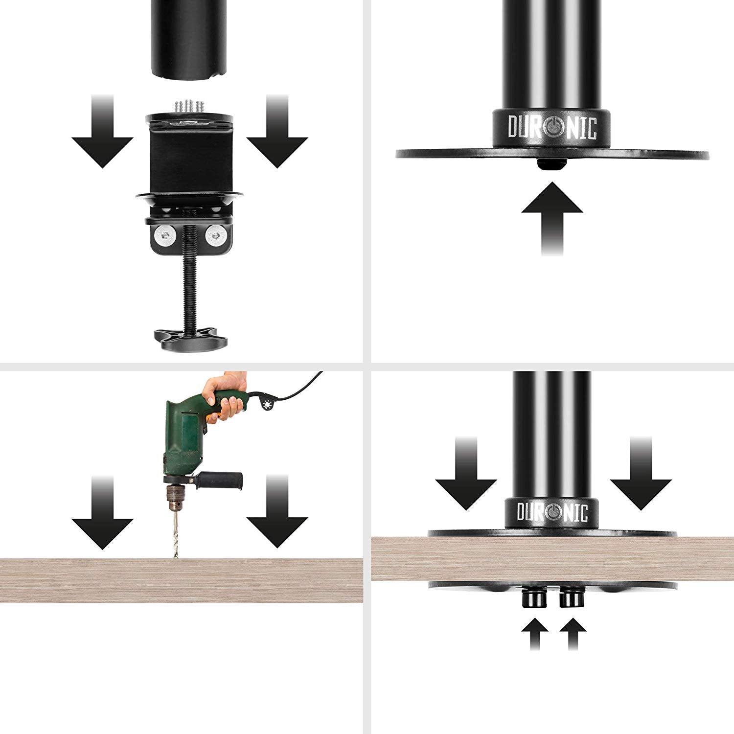 Duronic DM GR 01 Grommet Mount Adapter for Monitor Arm Stand | Steel Desk Mount Bracket Compatible with DM15/DM25/DM35/DM45 Series | Secure Monitor Installation Through Desk Hole | Perfect for Home Office & Workspace Setup