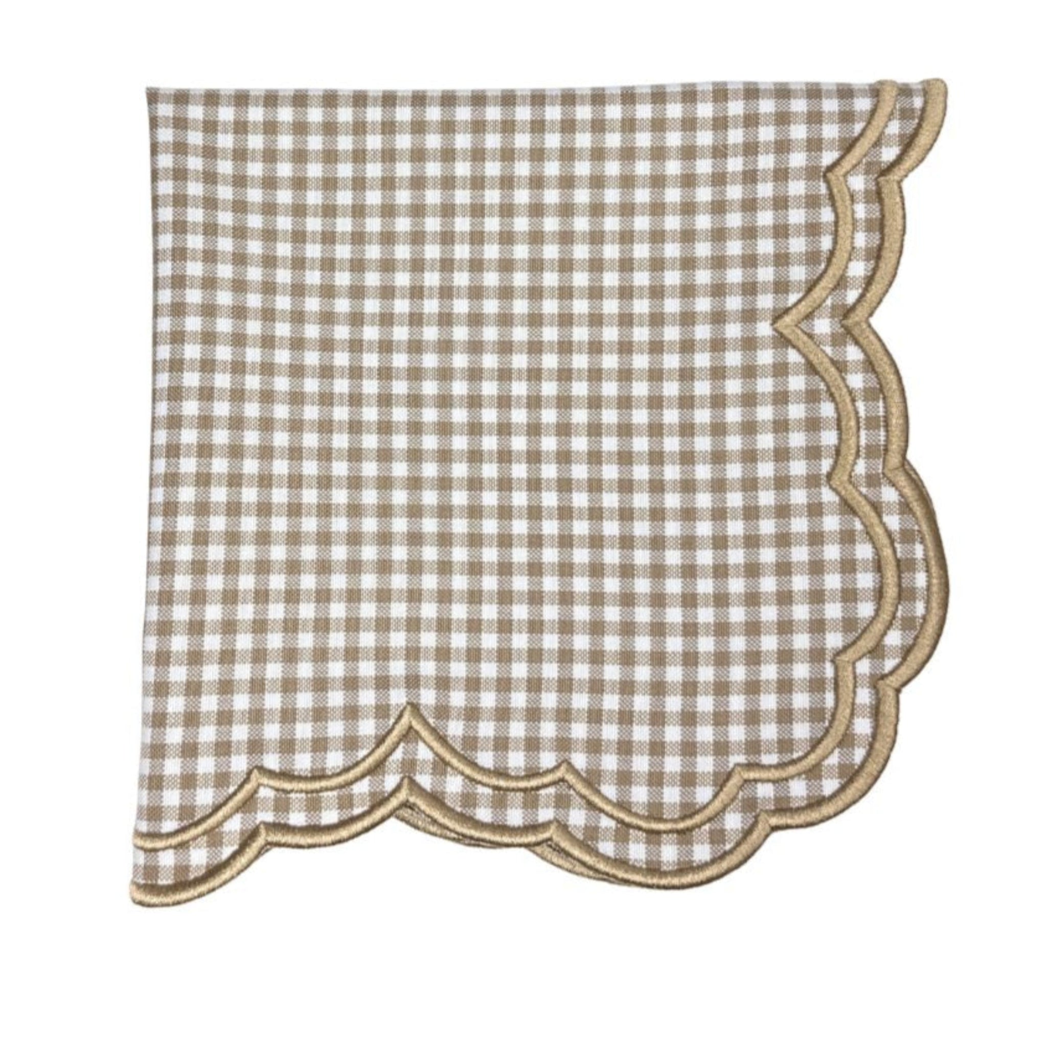 Bettina Wheat Gingham Napkins, Set of 4 - Premium Cotton Kitchen Napkins for Dining, Parties, and Home Decor