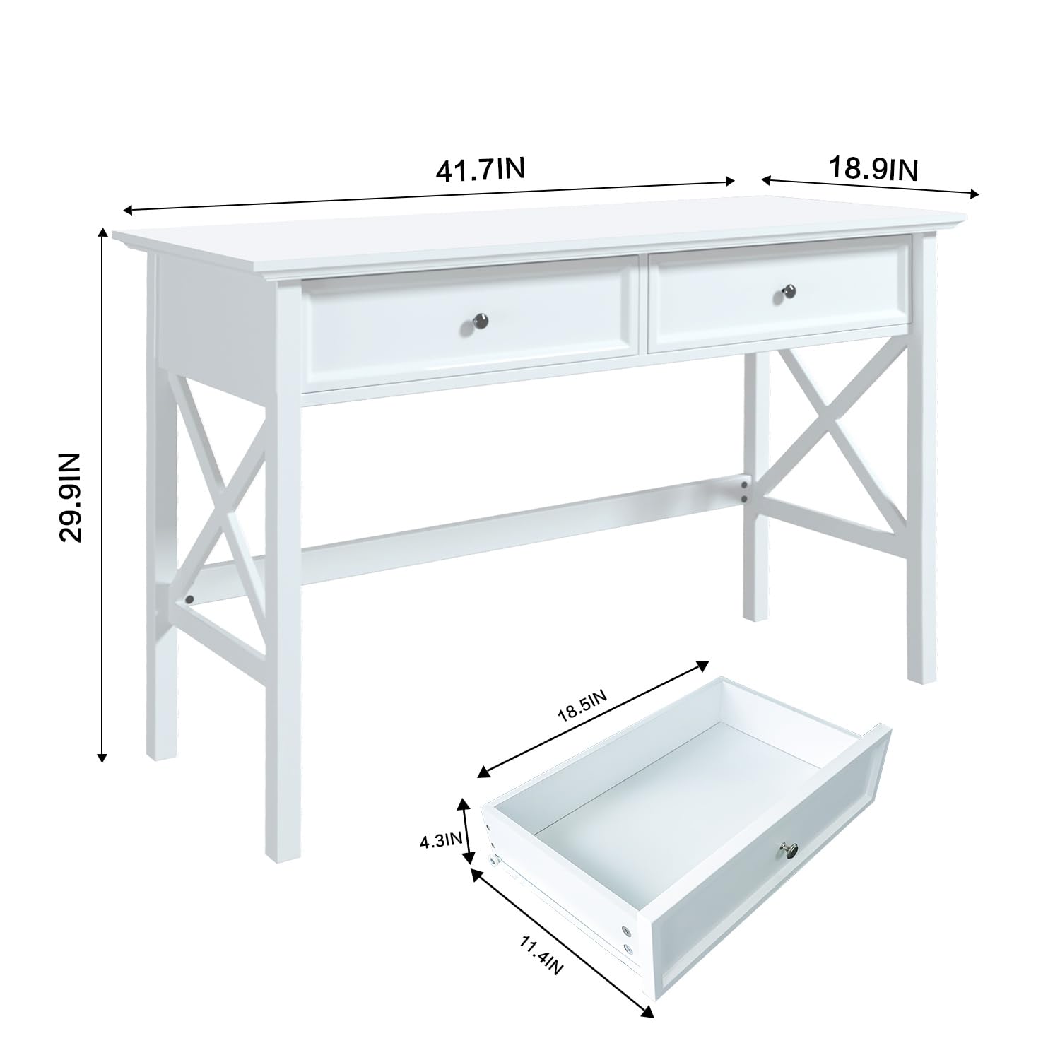 White Computer Desk with 2 Drawers - 42