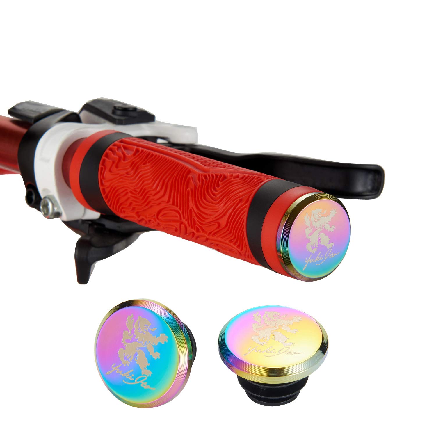 ENLEE Non-Slip Rubber Bike Handle Grips for Mountain Bike, BMX, Scooter - Soft Ergonomic Handlebar Grips with End Caps (3 Colors) - Perfect for MTB, Folding Bikes, Wheelchairs & Outdoor Cycling Comfort