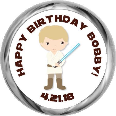 Luke Skywalker Birthday Hershey Kisses Stickers - Star Wars Party Decorations for Birthday Celebrations & Gift Wrapping
