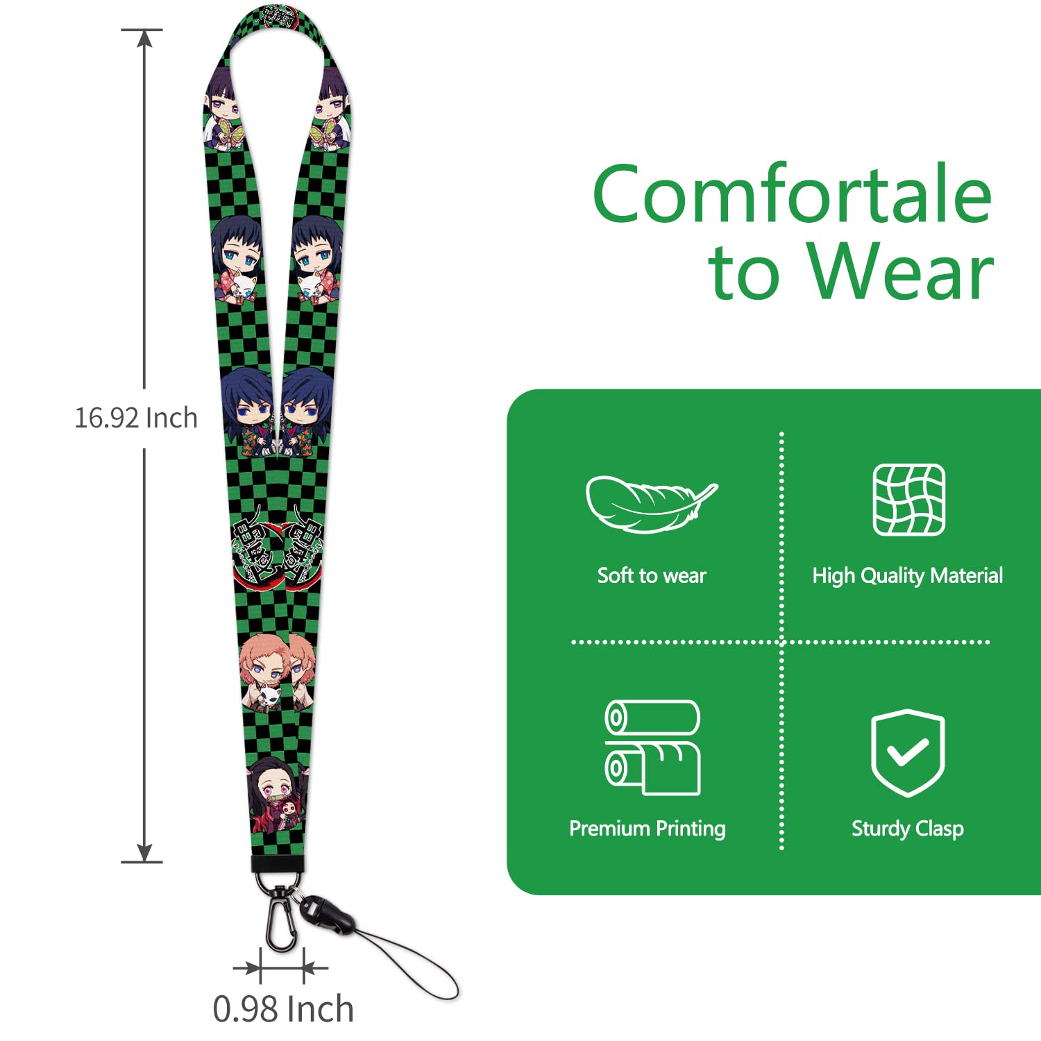 Cute Anime Plaid Key Lanyard with ID Holder - for Office, School & Events