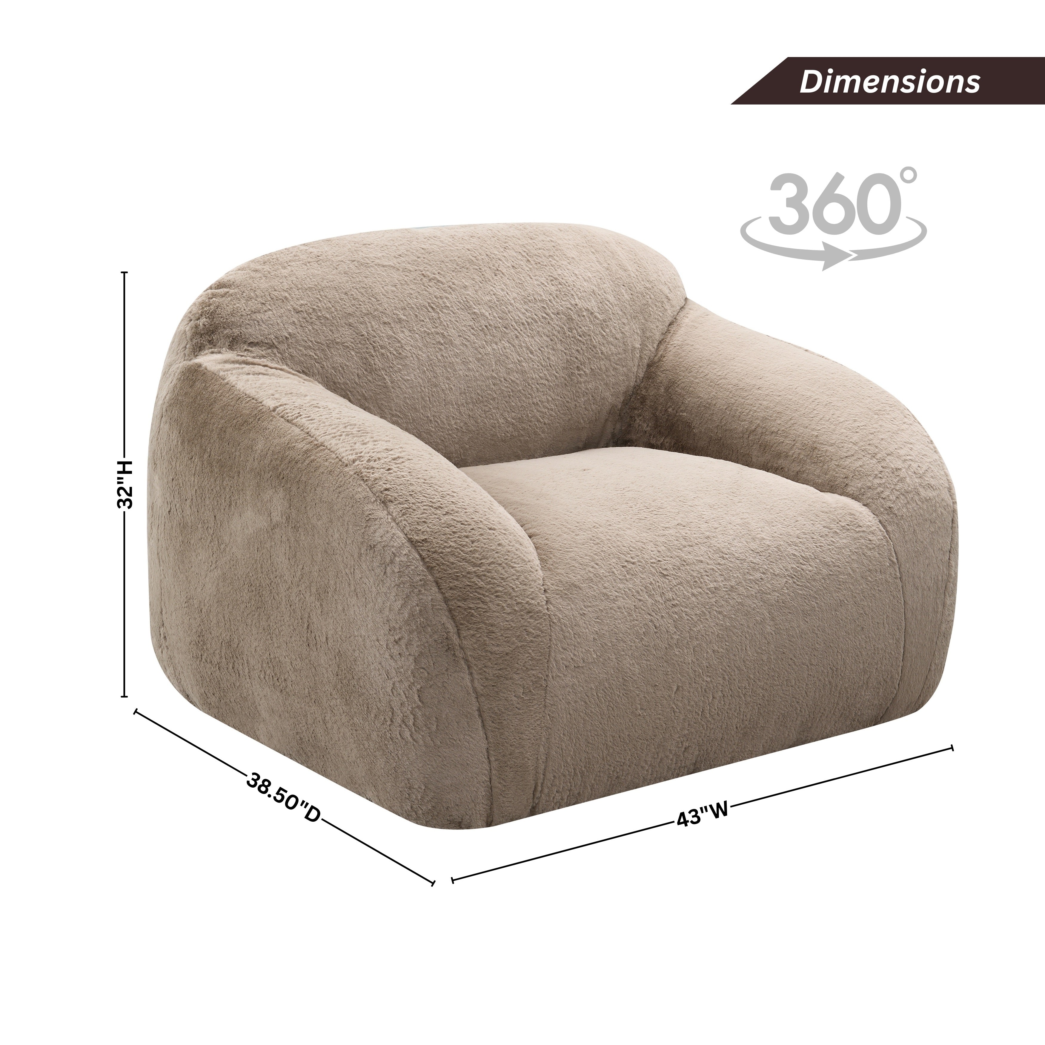 Adell Polar Bear Faux Fur Swivel Cuddle Chair - Roundhill Furniture - Cozy Rotating Accent Chair for Living Room, Bedroom & Nursery - Perfect for Relaxing, Reading & Lounging
