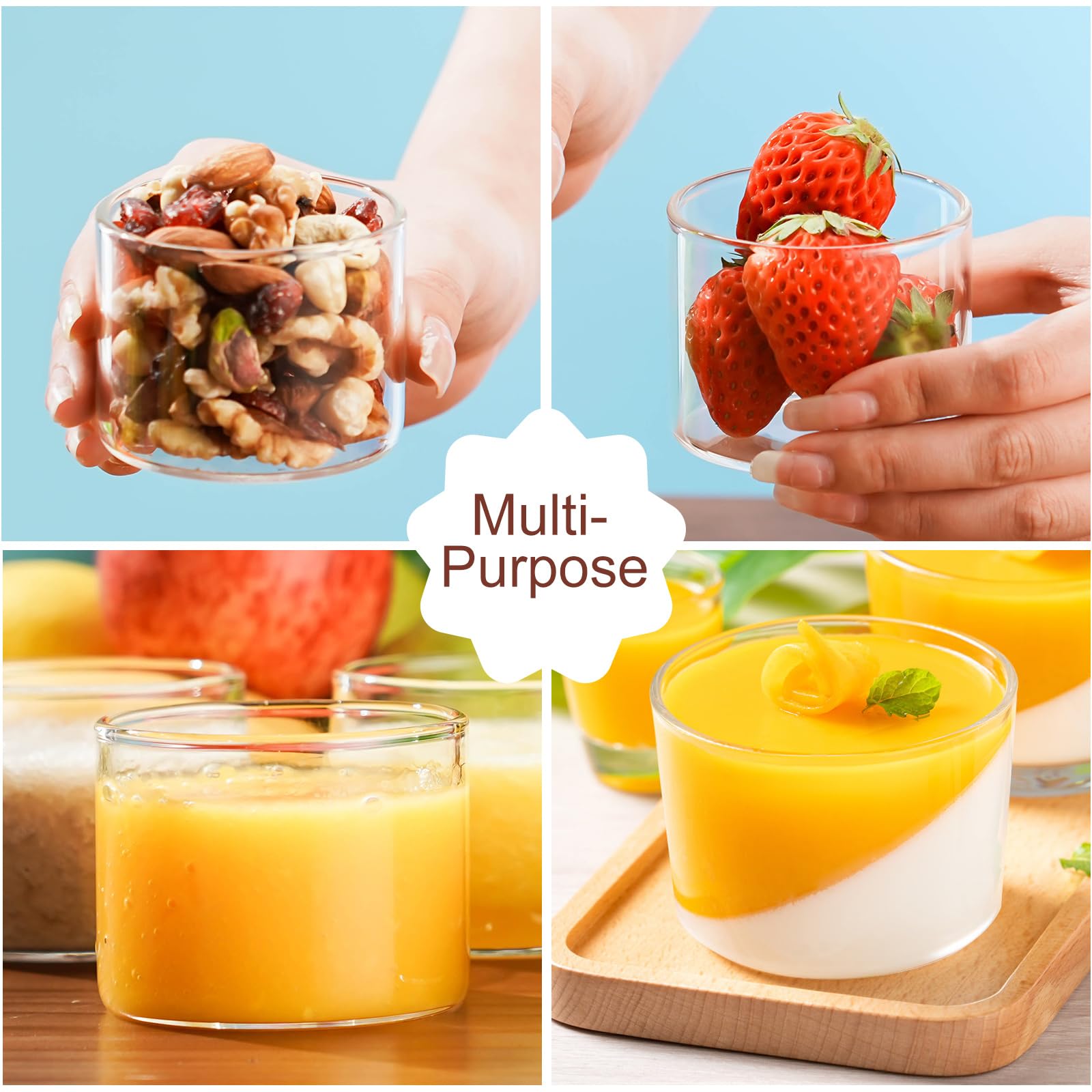 6-Piece Oven-Safe Ramekins Set - 4oz Clear Glass Bowls for Creme Brulee, Dipping Sauces, Salad Dressings & Desserts - Perfect for Baking, Serving & Entertaining