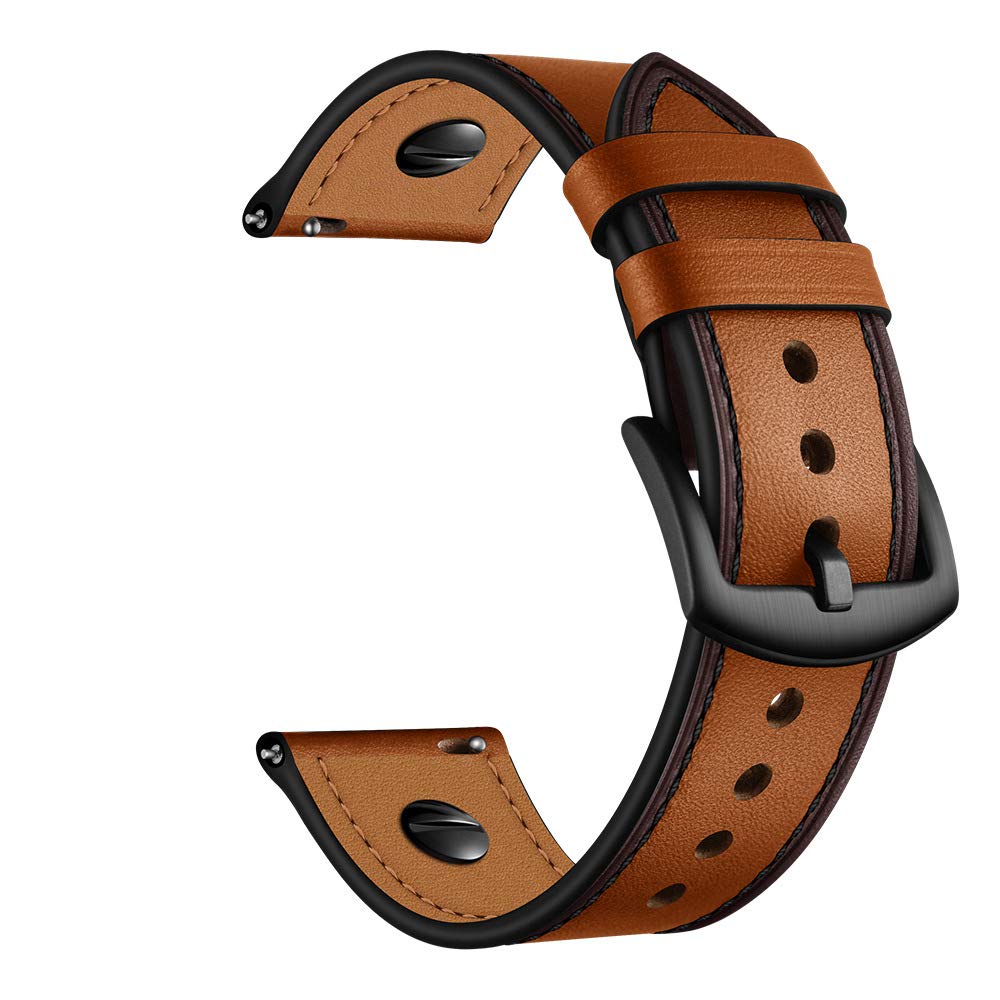 22mm Genuine Leather Watch Band - Quick Release Strap for Men's 46mm Smartwatch | Office & Casual Wear