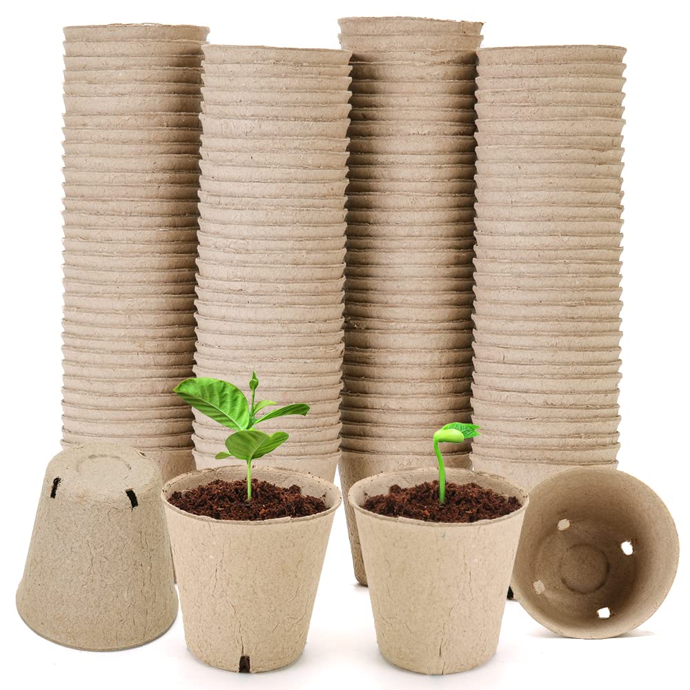 126 Packs 3.15 Inch Biodegradable Peat Pots with Drainage Holes - Round Seed Starter Nursery Pots for Plants, Seedlings & Germination - Perfect for Indoor Gardening, Greenhouses & Home Planting