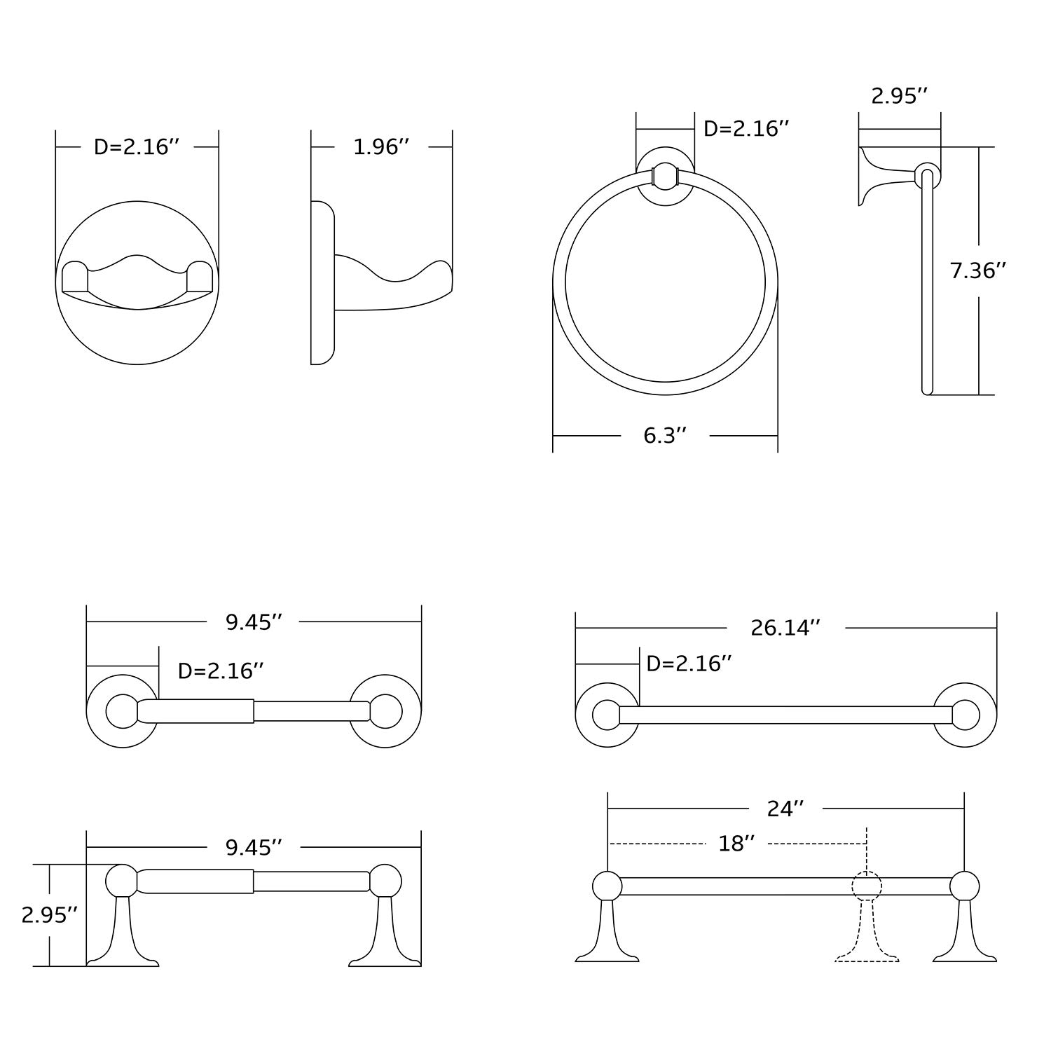 Brushed Brass Bathroom Hardware Set - 4-Piece Adjustable Expandable Towel Bar, Towel Ring, Robe Hook & Toilet Paper Holder - Wall Mounted Bathroom Accessories for Modern & Luxury Home Decor