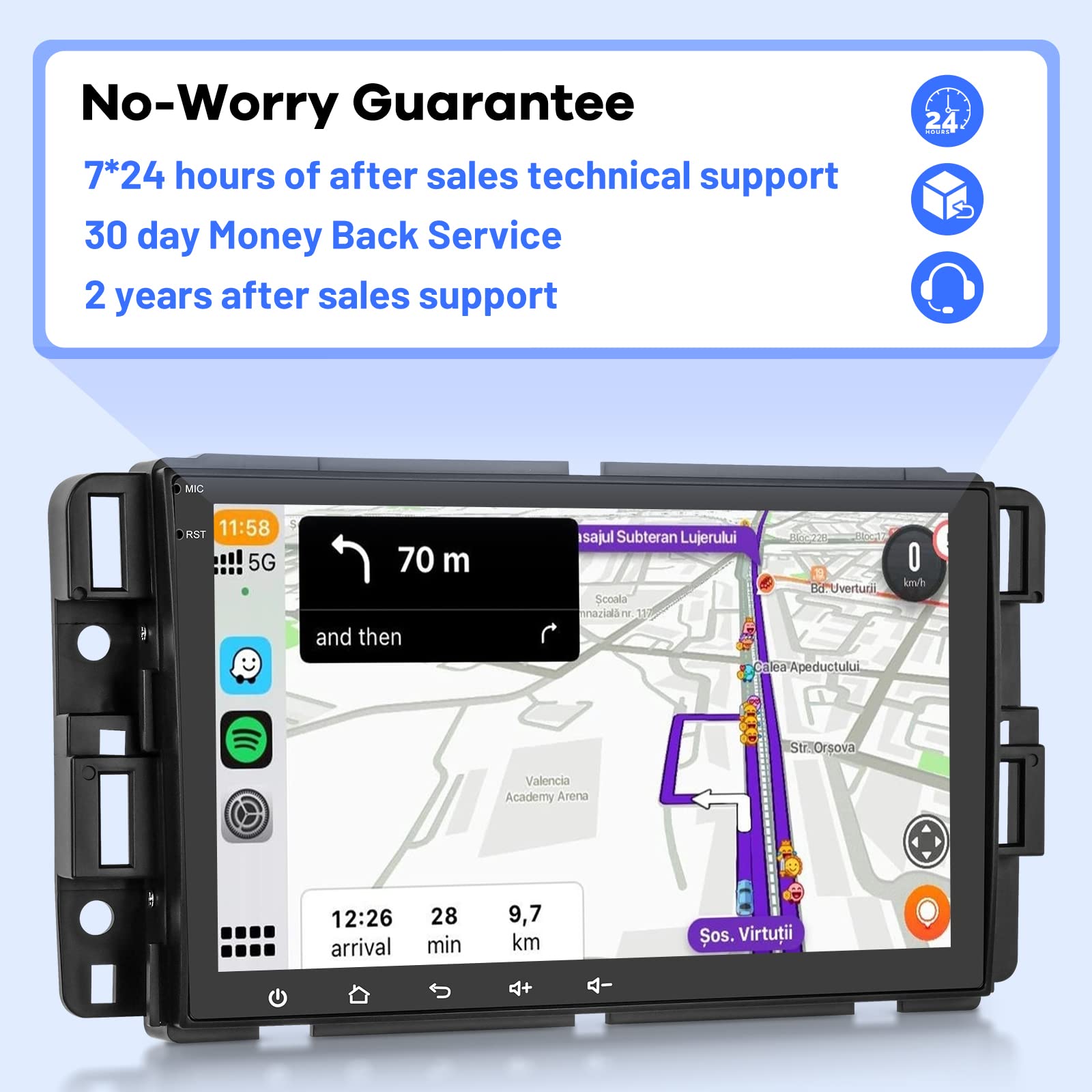 2G+64G 8-inch Android 13 Car Stereo for Chevrolet Silverado GMC Buick - Touch Screen Radio with CarPlay, Android Auto, Hi-Fi Audio, 1080P, Bluetooth, SWC - Includes AHD Backup Camera & MIC - Perfect for Upgrading Your Truck or SUV Audio System