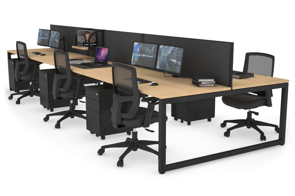 Quadro Loop Legs 6-Person Office Workstation - 1400L x 800W with Cable Management - Perfect for Open Office Layouts & Collaborative Workspaces