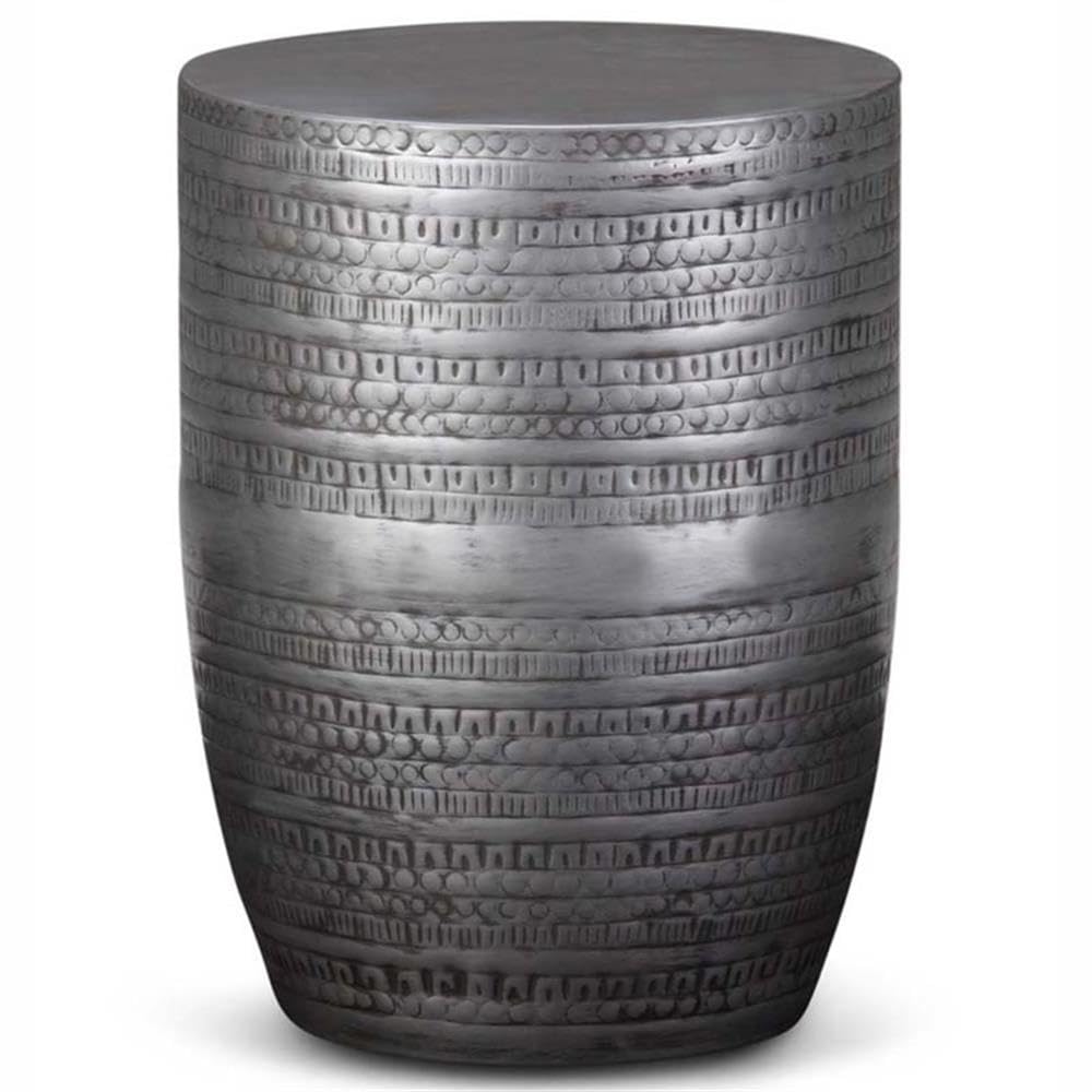 Pemberly Row Boho 15-Inch Metal Large Accent Side Table in Antique Silver - Perfect for Living Room, Bedroom or Patio Decor