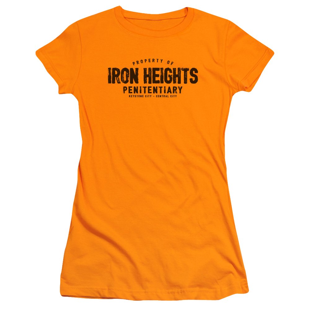 Trevco JLA Iron Heights Juniors' Sheer Fitted T-Shirt | Superhero Graphic Tee for Girls | Comfortable & Stylish Casual Wear for School, Parties & Cosplay
