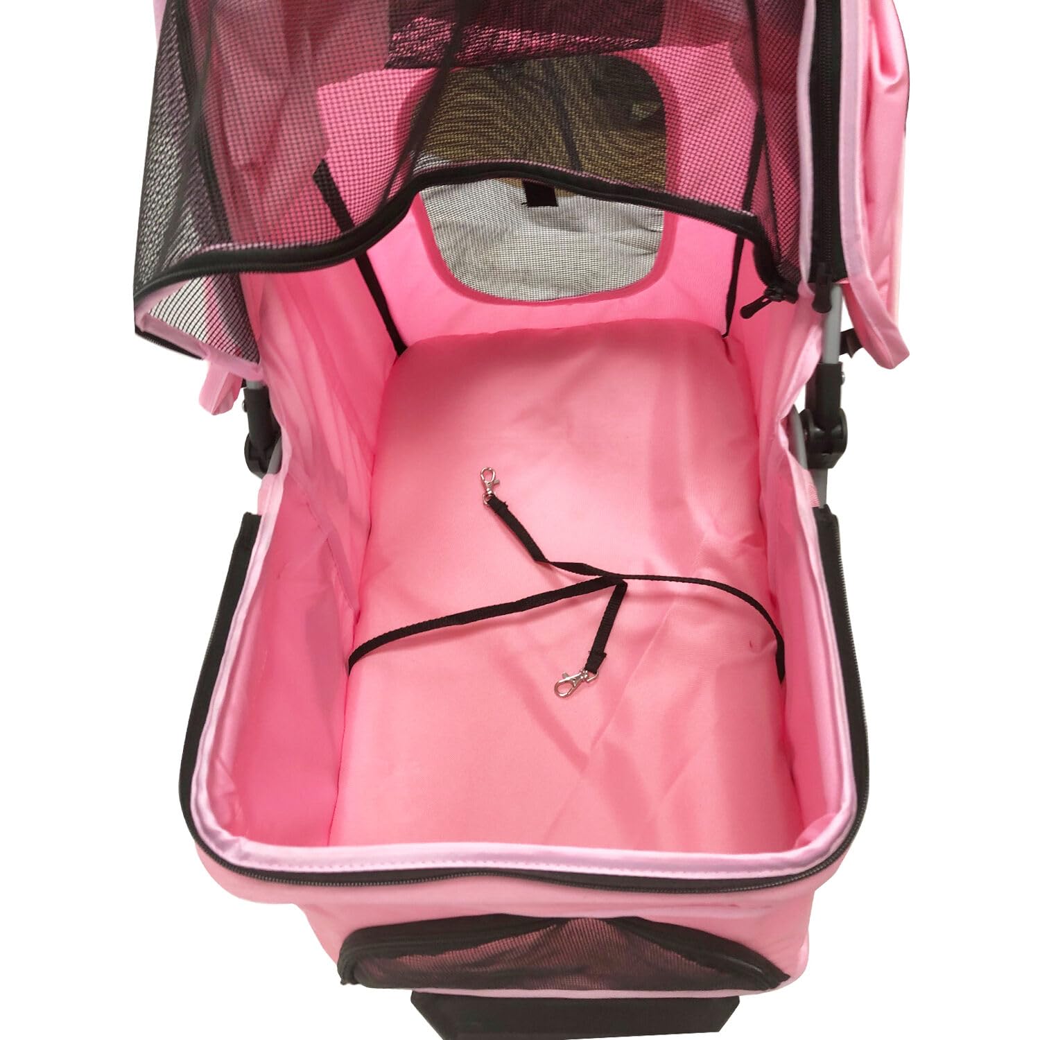 Critter Sitters 3-Wheel Jogging Dog Stroller - Lightweight Pet Stroller for Medium Dogs & Cats Up to 33lbs with Storage Basket & Cup Holders - Perfect for Running, Walking, Shopping & Outdoor Adventures (Pink)