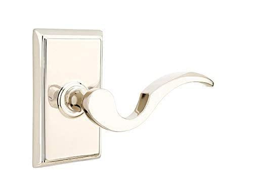 Emtek Passage Set with Rectangular Rosette & Cortina Lever - Right Hand, French Antique Finish for Interior Doors - Perfect for Bedrooms, Bathrooms, and Closets
