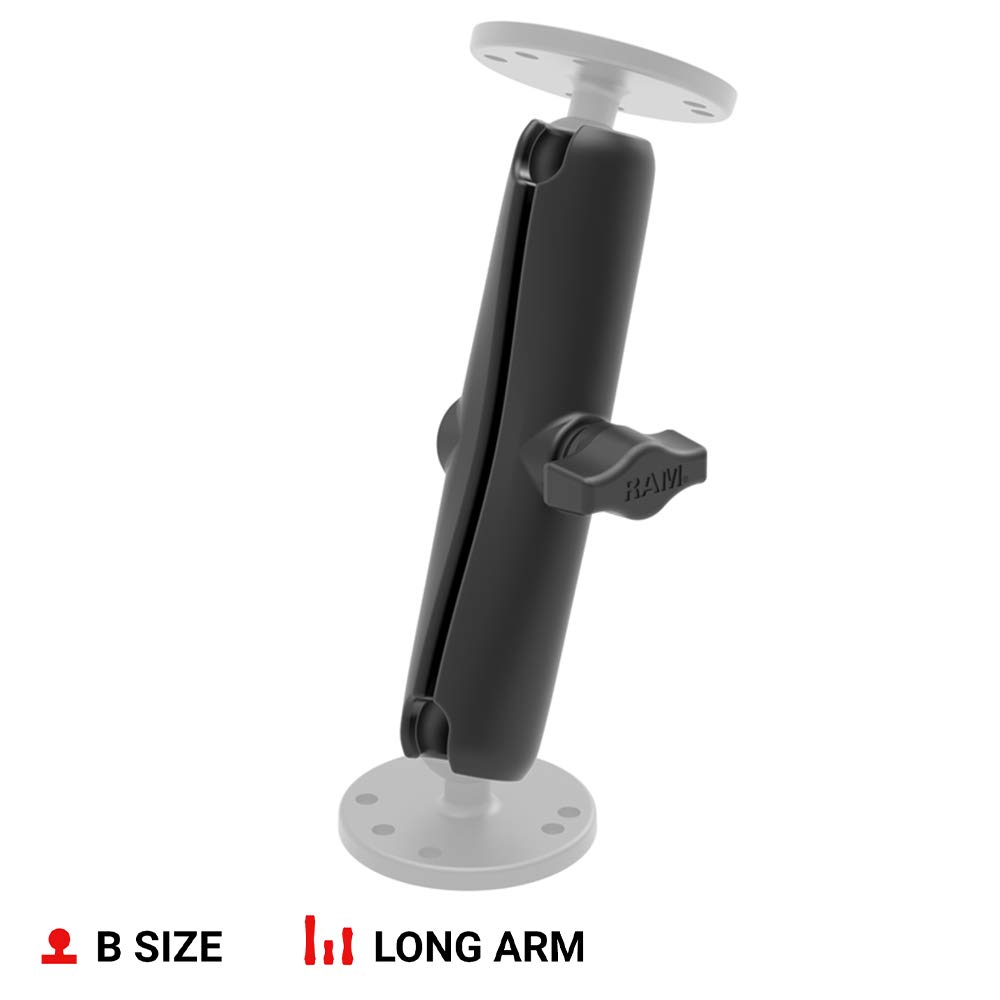 RAM Mounts RAM-B-201U-C 双插座长臂支架 - 兼容1英寸RAM B系列球头组件，适用于车载导航、摩托车仪表及户外设备固定