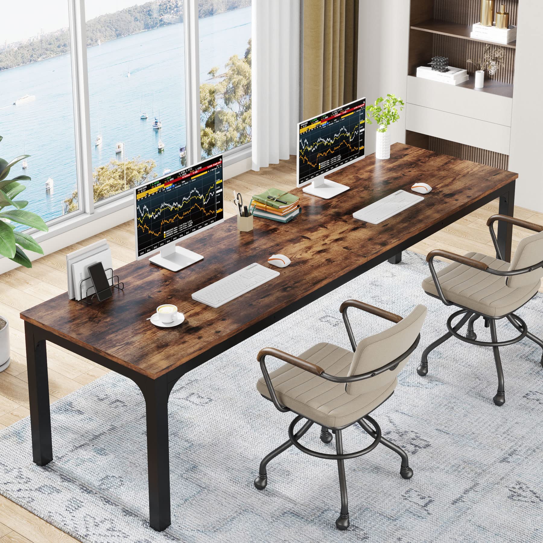 Tribesigns 78.7 Inch Extra Long Computer Desk for 2 People - Spacious Double Workstation with Sturdy Frame for Home Office & Gaming Setup - Perfect for Shared Workspaces, Remote Work, and Online Classes