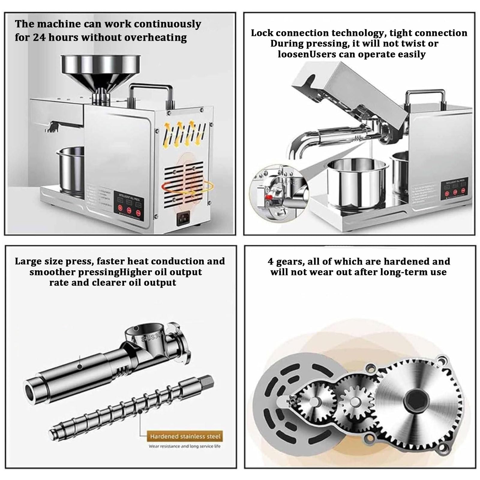Premium Electric Walnut Oil Press Machine - 820W Stainless Steel Hot & Cold Oil Expeller with 200℃ Constant Temperature - Professional Seed Oil Mill for Home Use - Perfect for Cooking, Salad Dressings & DIY Skincare