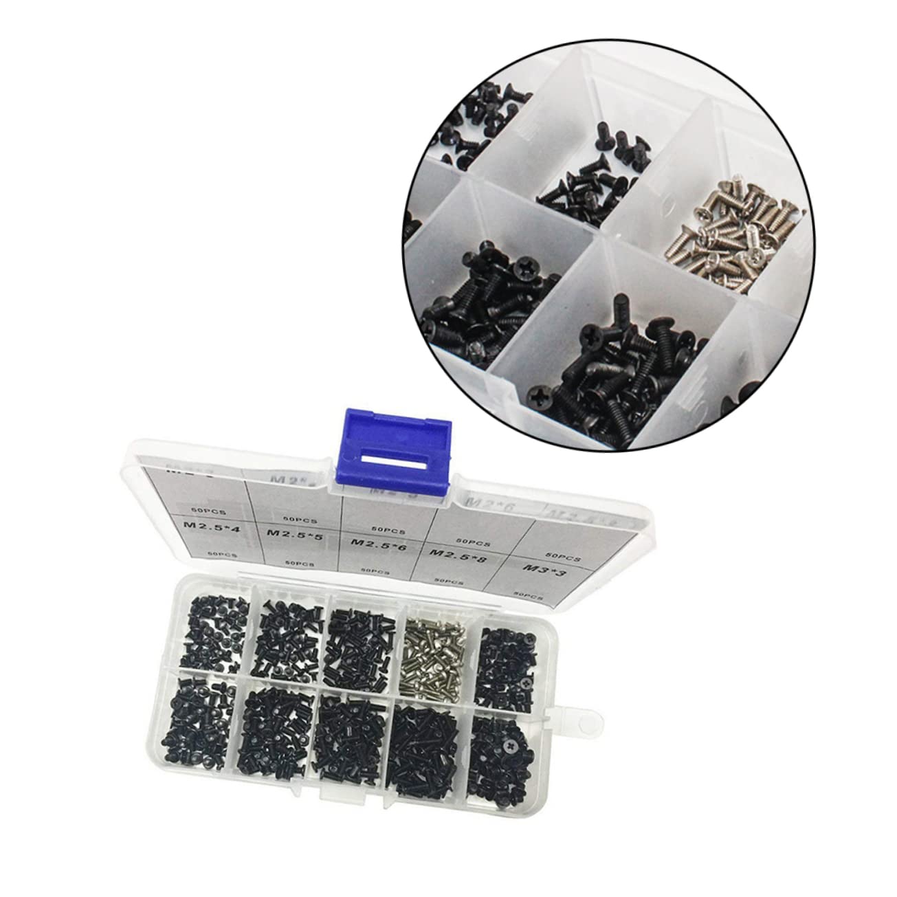 Healeved 1500 Pcs 3mm Black Self Tapping Screws for Laptop Repair - Cross Head Computer Screws with Nuts | Durable Small Screws for MacBook, Dell, HP & More | Perfect for DIY Laptop Maintenance & Electronics Projects