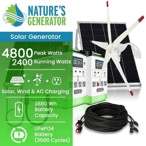 Natures Generator Lithium 1800 Platinum WE - Portable Solar Power Generator for Camping, RV, Emergencies & Off-Grid Living