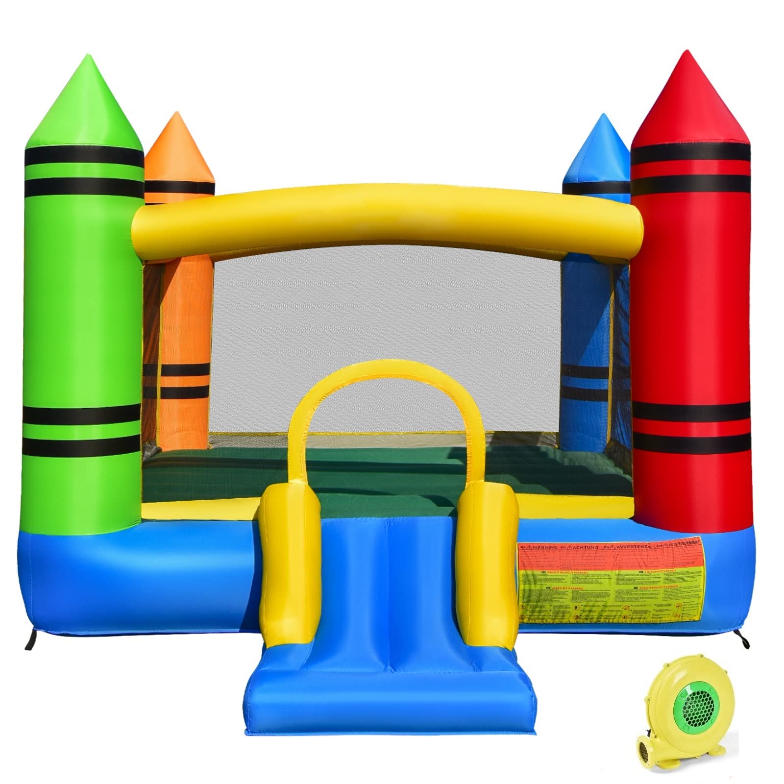 Costzon 12ft x 9ft Inflatable Bounce House with Slide - Kids Indoor/Outdoor Bouncy Castle for Birthday Parties, Backyard Fun & Toddler Play - Includes Blower & Large Jumping Area (Great for Birthday Gifts, Family Gatherings & Summer Outdoor Activities)