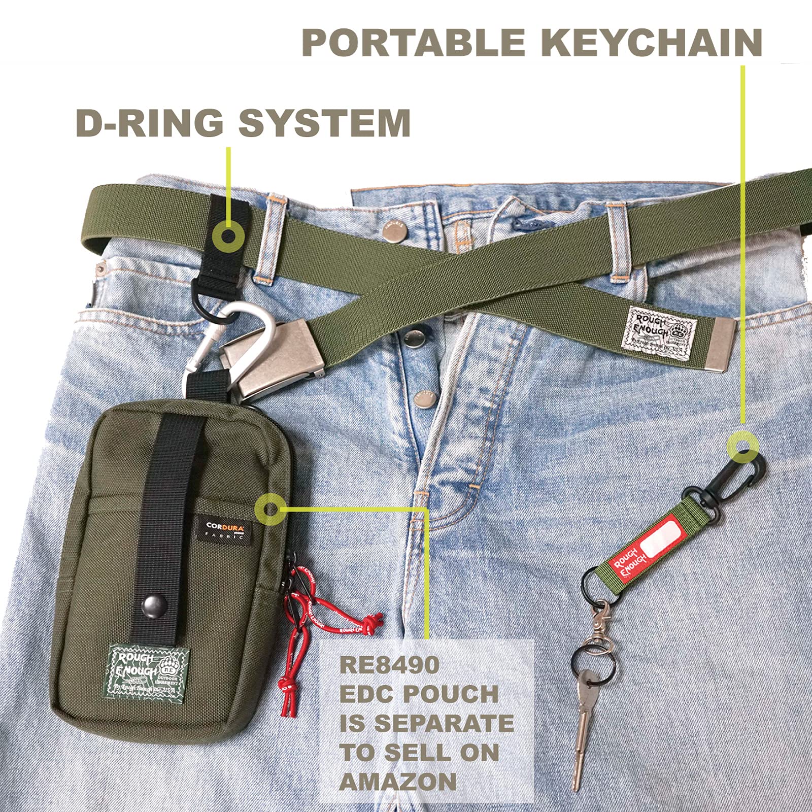 Tactical Nylon Belt for Men - Durable EDC Belt with Keychain - Casual & Preppy Style for Everyday Wear - Perfect for Outdoor, Work, and Daily Use