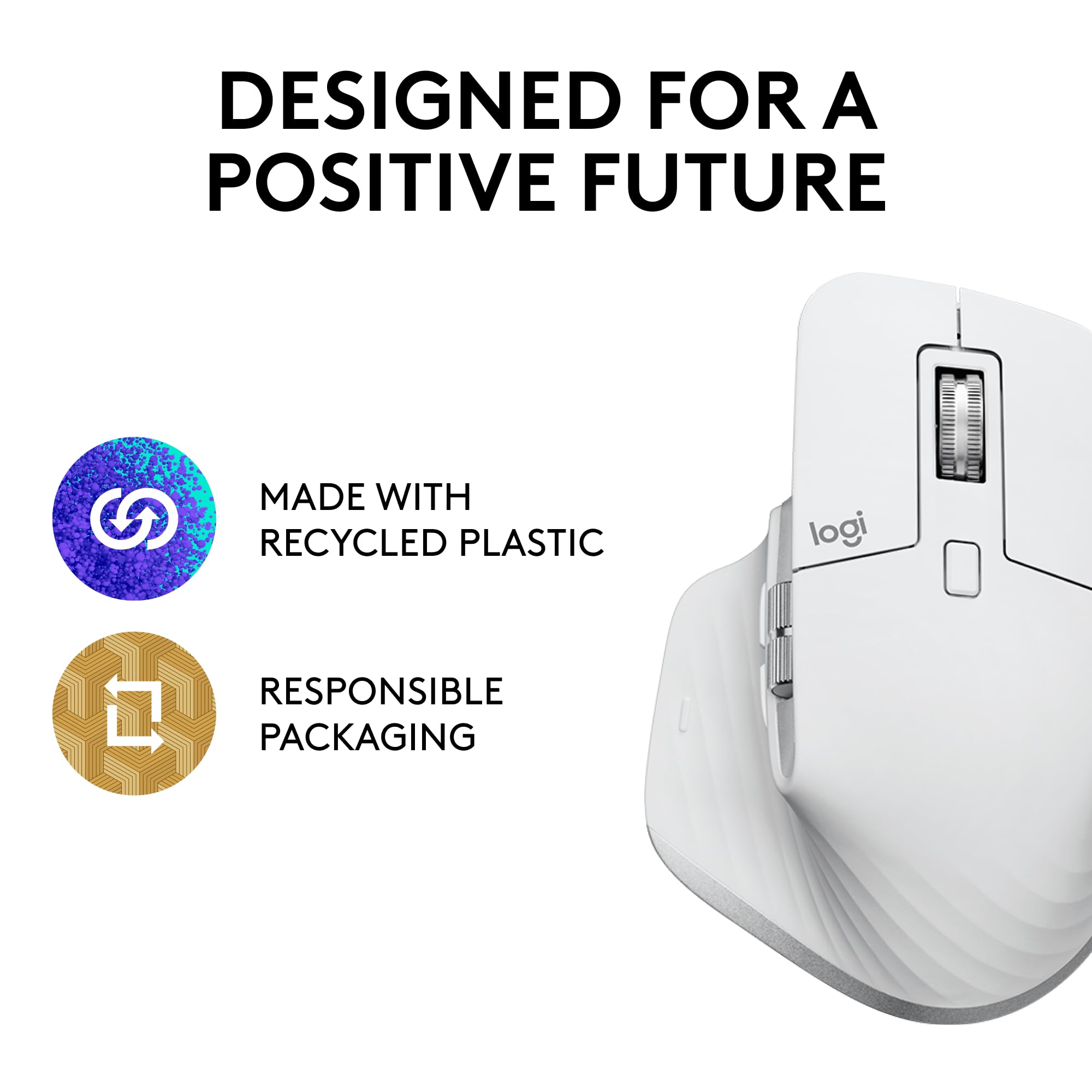 Logitech MX Master 3S Wireless Ergonomic Mouse - Ultra-Fast Scrolling, 8000 DPI Precision, Silent Clicks, Glass Tracking, USB-C & Bluetooth - Compatible with Windows, Linux, Chrome (Pale Grey) - Perfect for Office Work, Graphic Design & Gaming