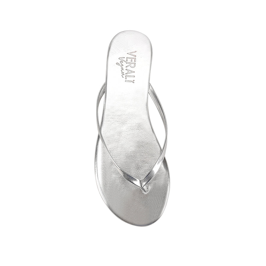 Tori Thongs Women's Sandals - Silver Metallic Gladiator Flip Flops for Beach, Pool & Summer Outfits