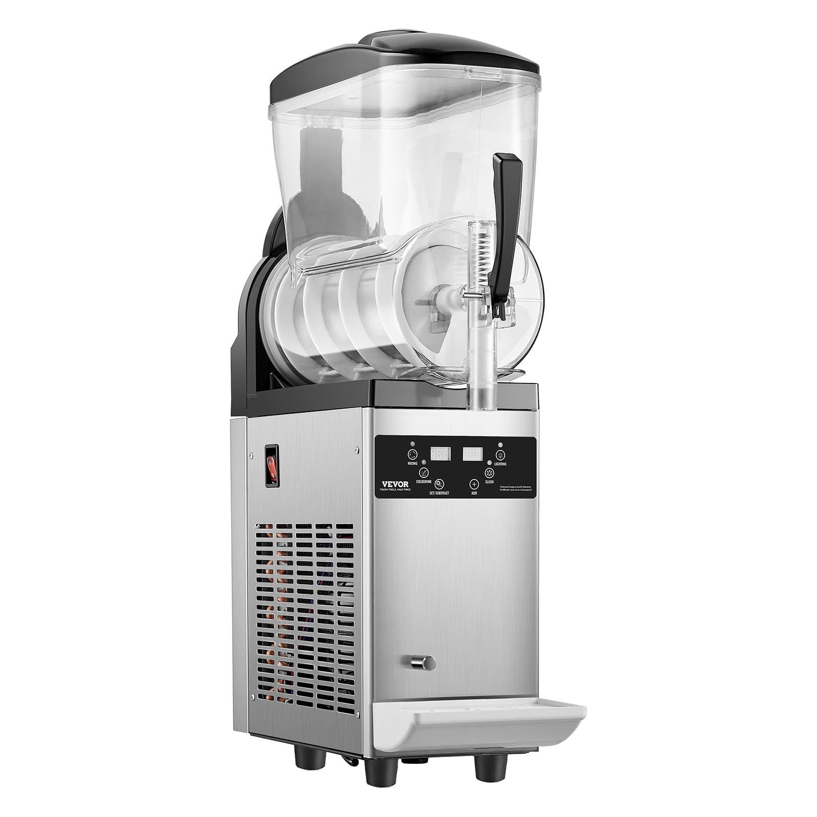 VEVOR 12L Commercial Slushy Machine - Stainless Steel Frozen Drink Maker for Margaritas, Smoothies & Slushies - Ideal for Home Parties, Restaurants, Cafes & Bars (48 Cups Capacity) | Perfect for Summer Parties, Cocktail Making & Frozen Beverage Business