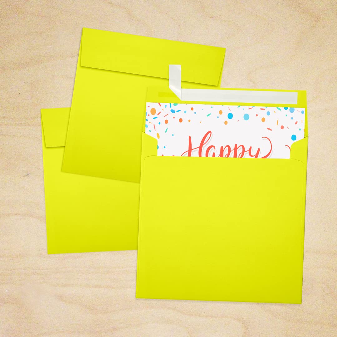 Premium LUXPaper Square Invitation Envelopes 5x5 Inches - Citrus Yellow 80lb Text Weight (Pack of 500) | Self-Seal Peel & Press Design | Perfect for Wedding Invitations, Greeting Cards, Party Favors & Business Correspondence