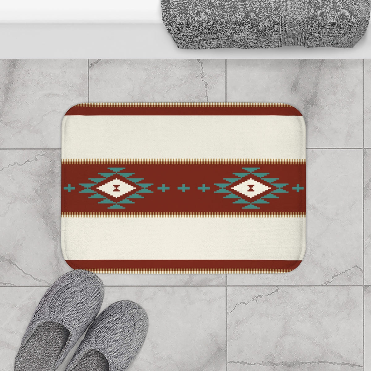 Sedona Falls Print Bath Mat - Southwestern Bathroom Decor, Non-Slip Microfiber Polyester Bath Rug for Shower, Tub & Bathroom Floor