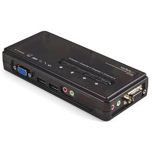 4 Port USB KVM Switch with Cables & Audio Support - Black | Seamless Multi-Computer Control for Home Office & Gaming Setup