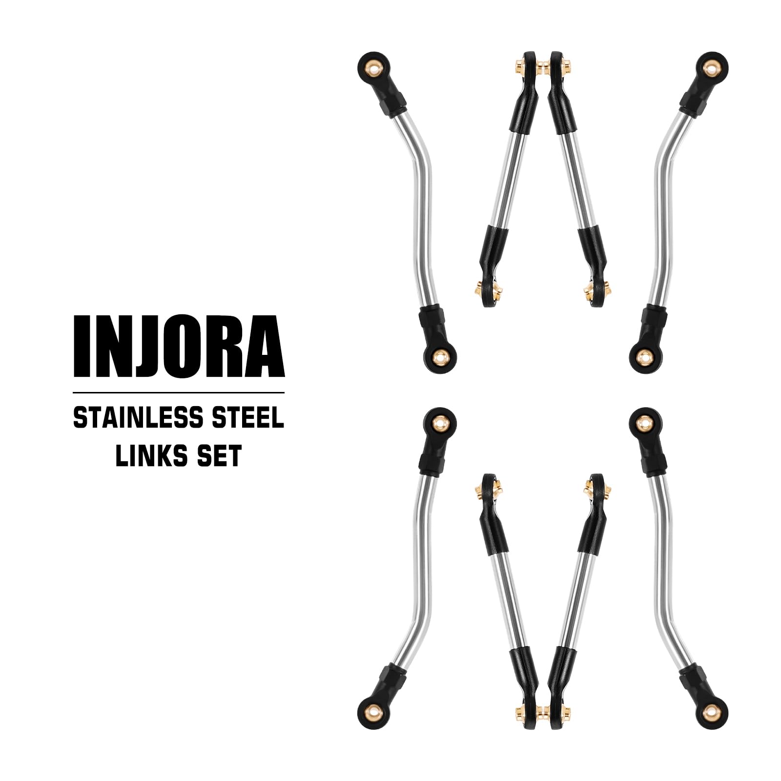 INJORA Stainless Steel High Clearance Chassis Links for 1/24 FMS FCX24M Upgrade - Durable Crawler Parts for Off-Road RC Car Performance & Trail Adventures