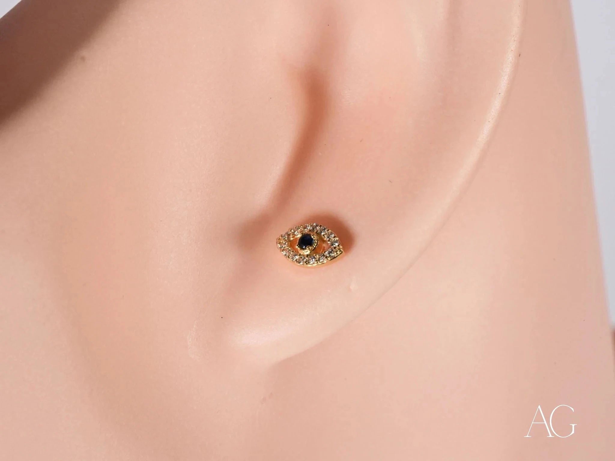 Evil Eye CZ Stud Earrings for Women - Hypoallergenic Cubic Zirconia Jewelry - Perfect for Protection, Gift Giving & Everyday Wear