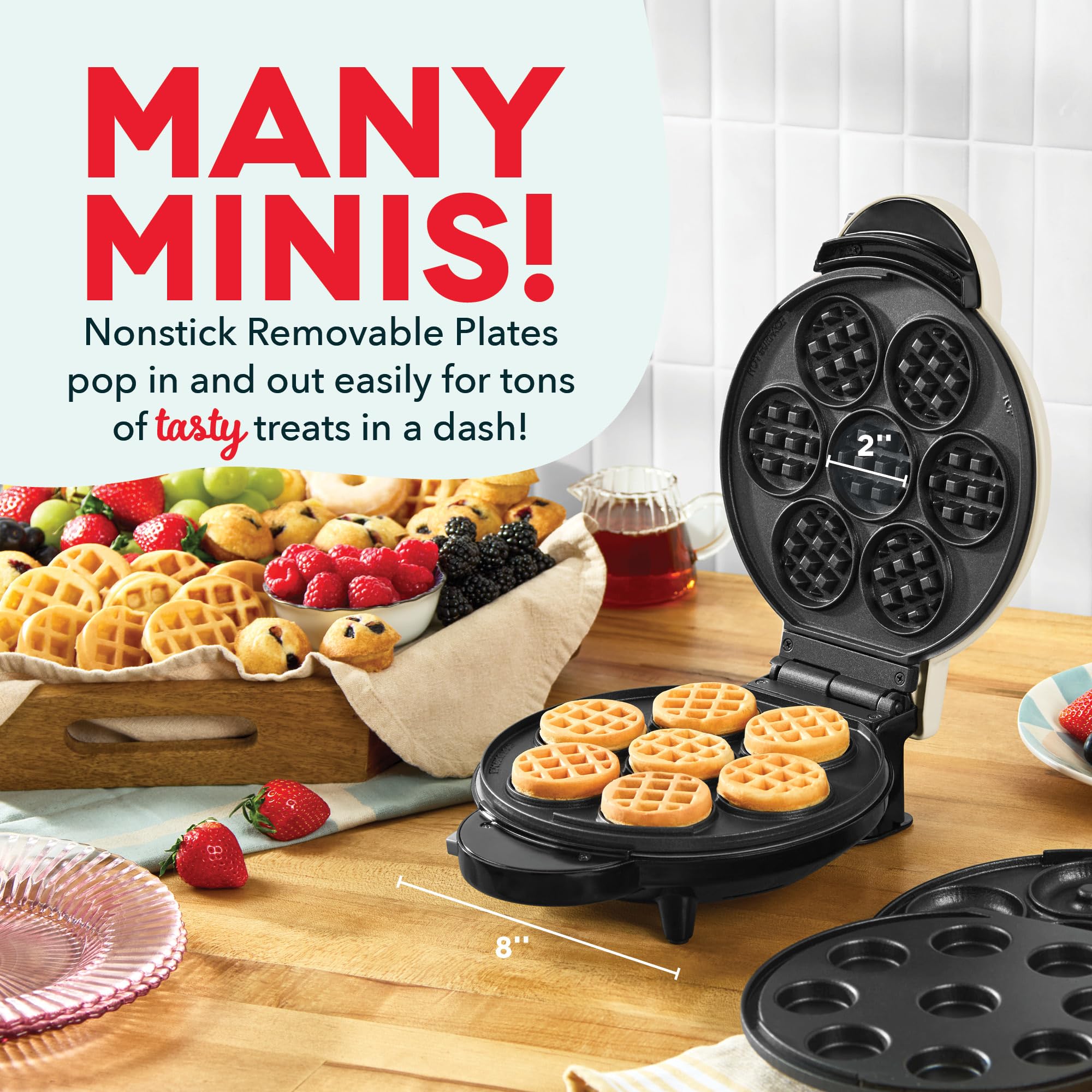 DASH MultiMaker Treat Maker System for Mini Donuts, Waffle Bites & Mini Cupcakes - Cream Color | Perfect for Kids' Snacks, Party Treats & Family Breakfast