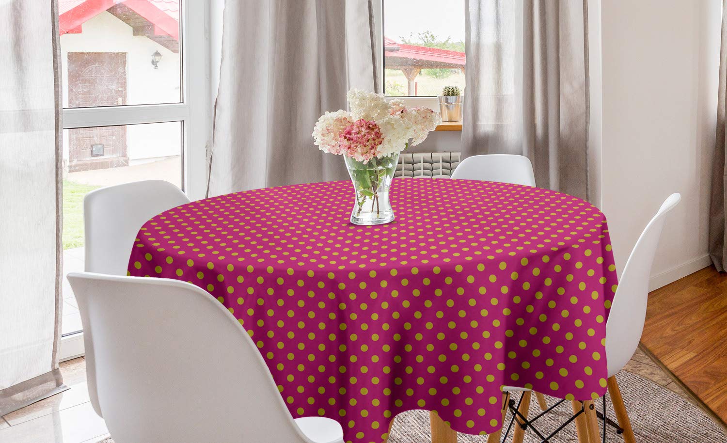 Ambesonne Retro Round Tablecloth 60