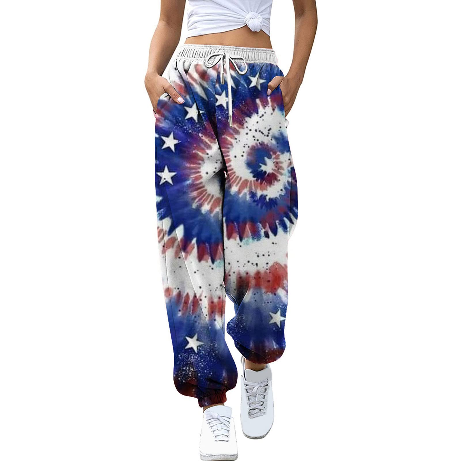 Women's High Waist Printed Sweatpants with Pockets - Athletic Fit Casual Jogger Pants for Yoga, Running & Lounge Wear
