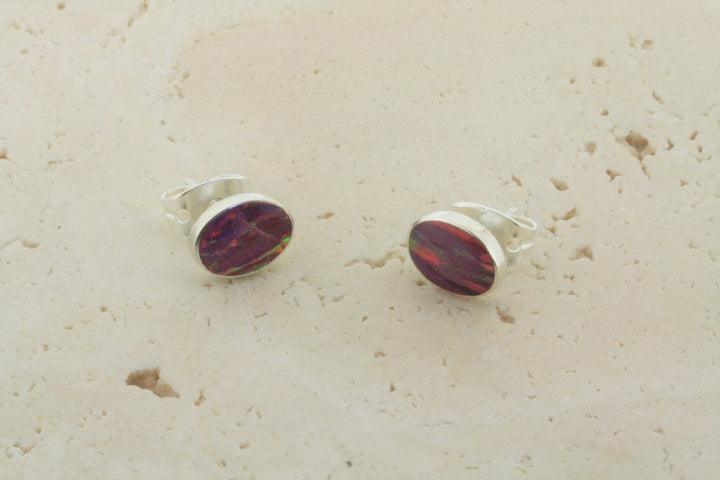 Opal Stud Earrings Oval Rose Gold - Elegant Jewelry for Women, Perfect for Weddings, Parties & Everyday Wear