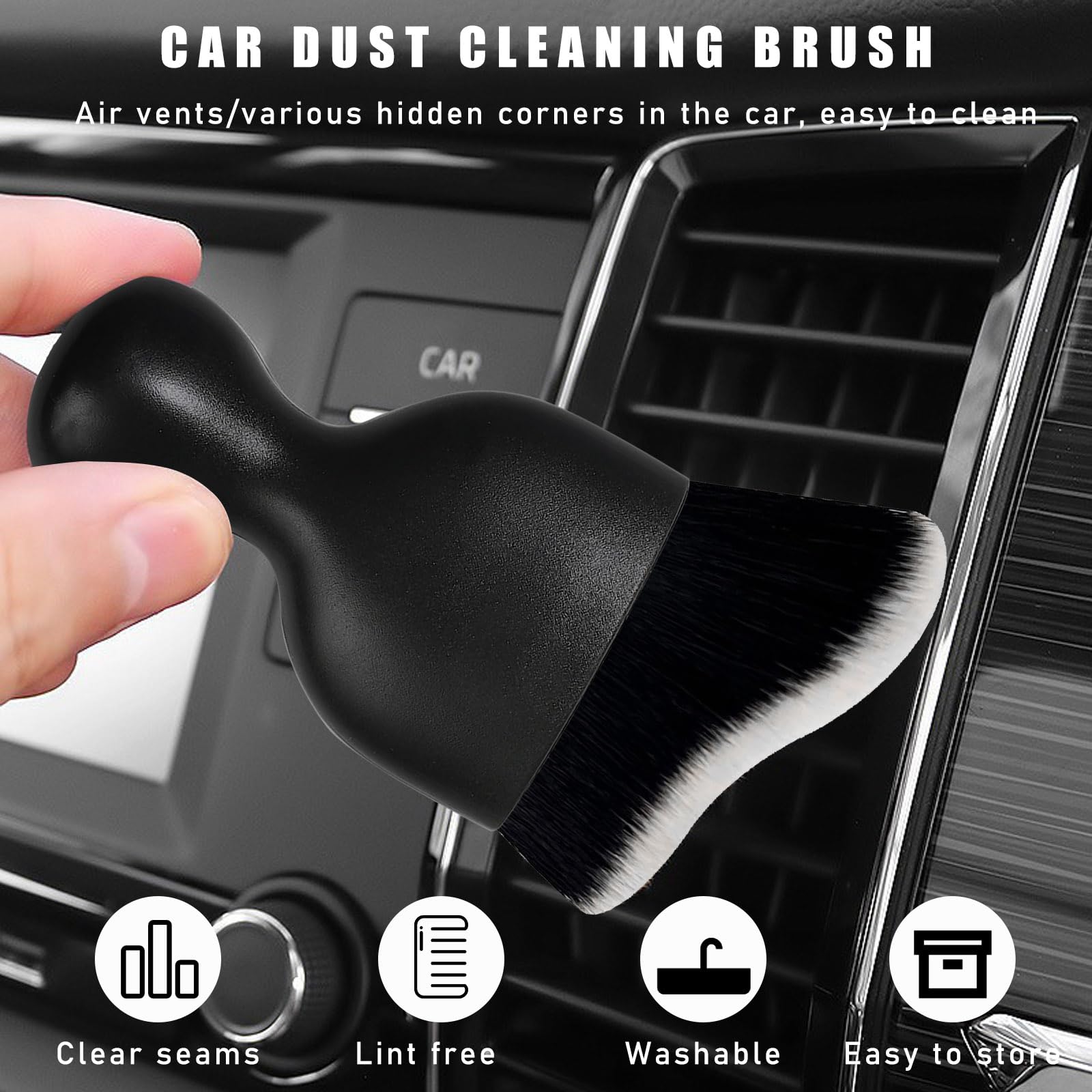 2PCS Soft Car Dust Brush - Scratch-Free Auto Detailing for Dashboard & Vents