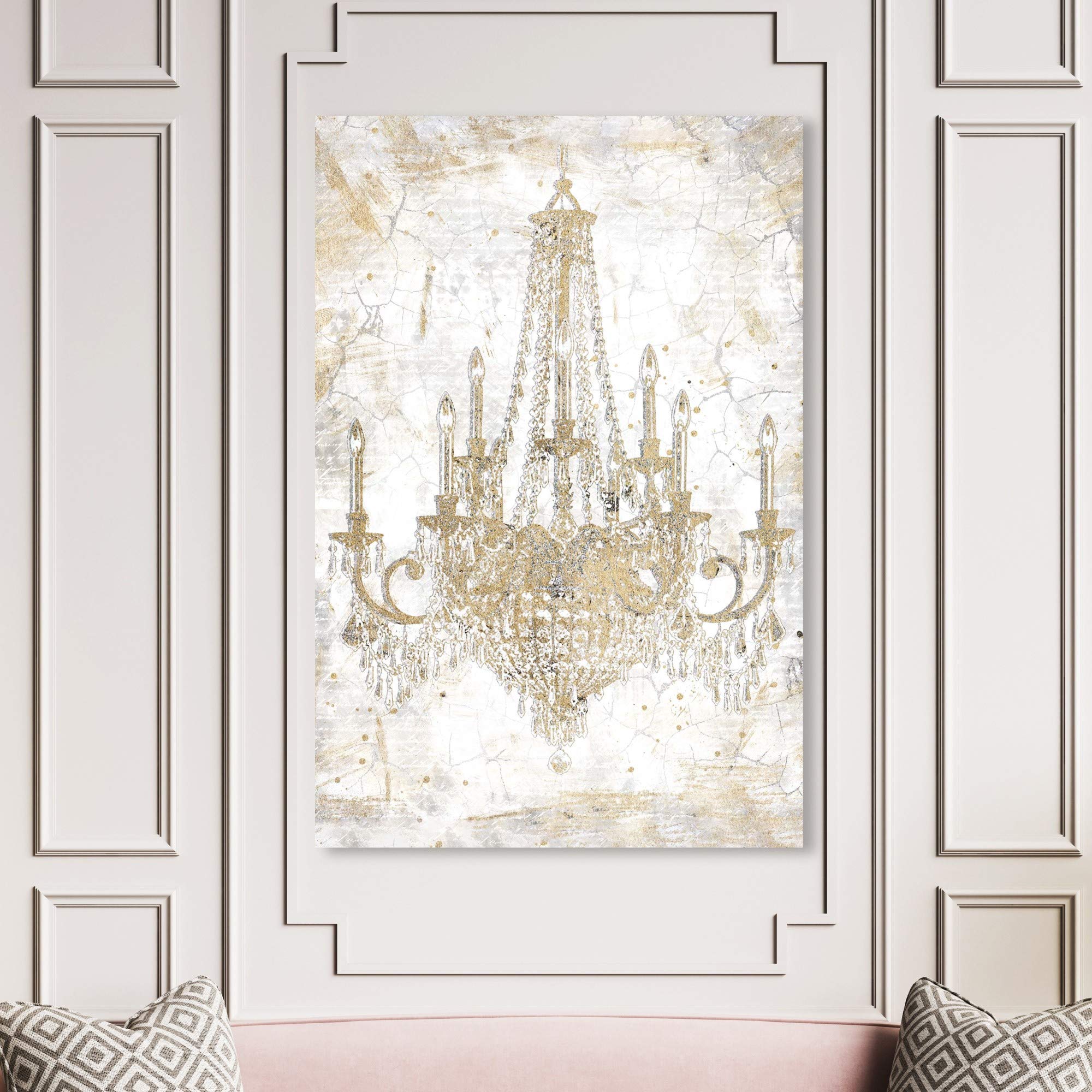 Oliver Gal Artist Co. Fashion & Glam Wall Art Canvas Print - 36x54 Inch Gold & White Chandelier Home Decor - Perfect for Living Room, Bedroom & Office Wall Decor