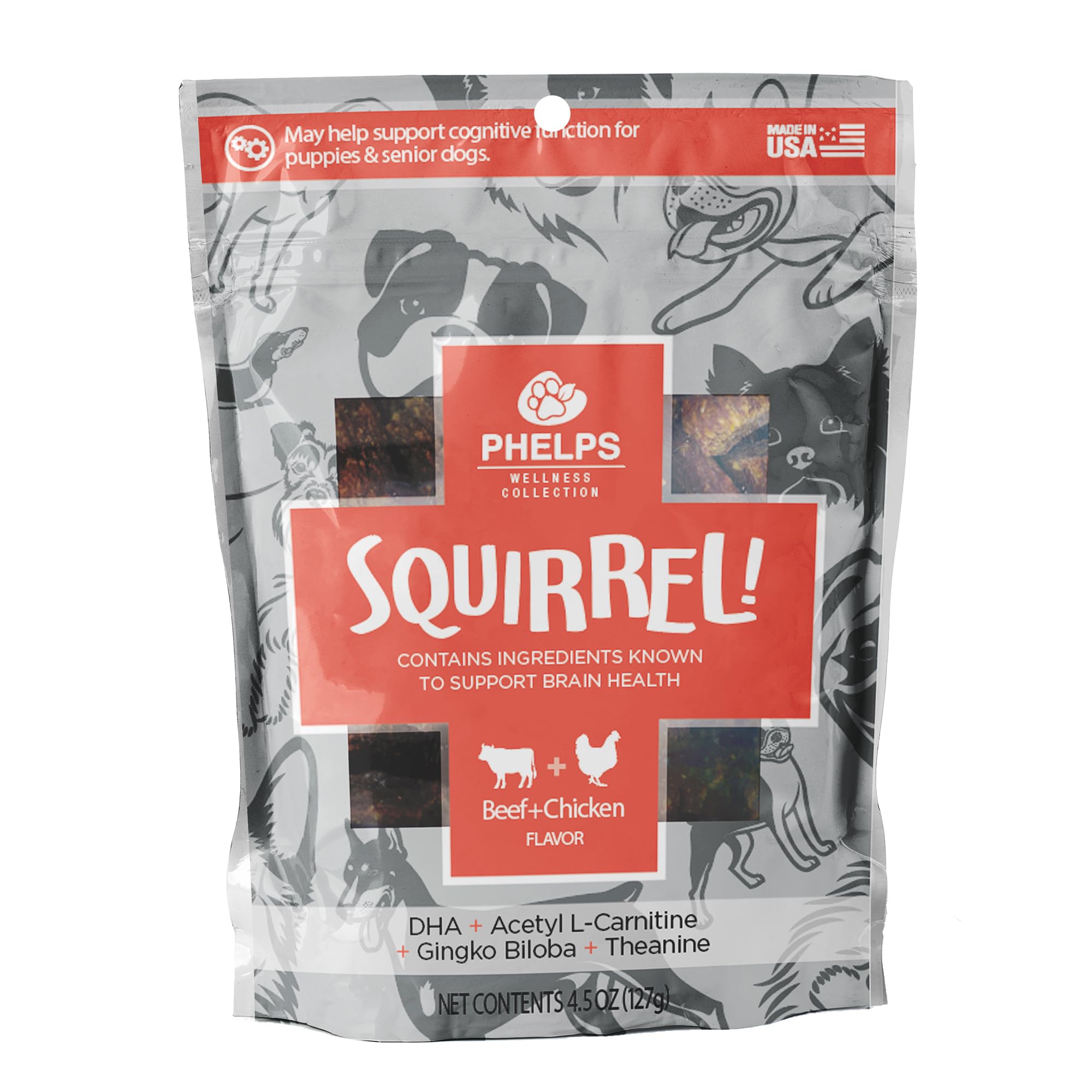 Squirrel Attention Focusing Beef & Chicken Flavor Dog Treats 4.5 oz - High Protein Training Snacks for Small & Medium Dogs - Perfect for Obedience Training, Rewards & Behavior Improvement
