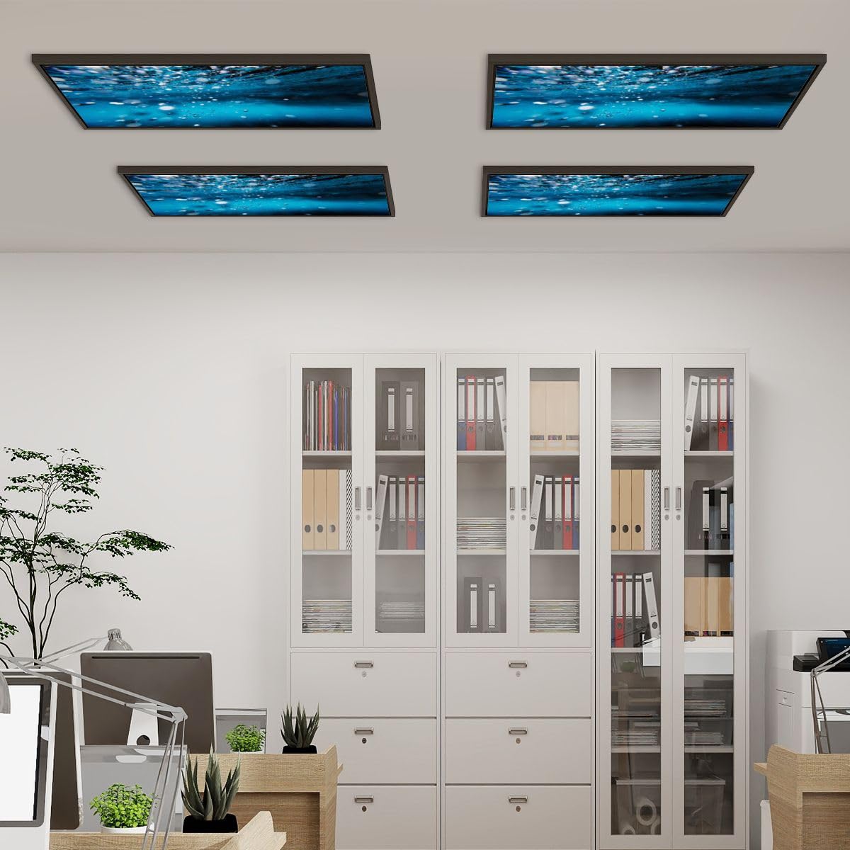 4-Pack Underwater Bubbles Magnetic Fluorescent Light Covers (4x2ft) - Decorative Ceiling Panel for Classroom, Office & Home - Create Ocean Ambiance for Relaxation & Learning Spaces