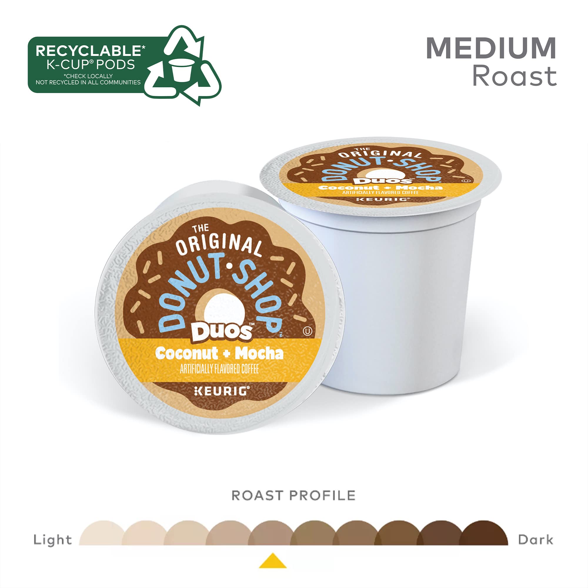 The Original Donut Shop Duos Coconut Mocha K-Cup Pods for Keurig - Medium Roast Coffee, 72 Count - Perfect for Office, Home Brewing & Morning Energy Boost