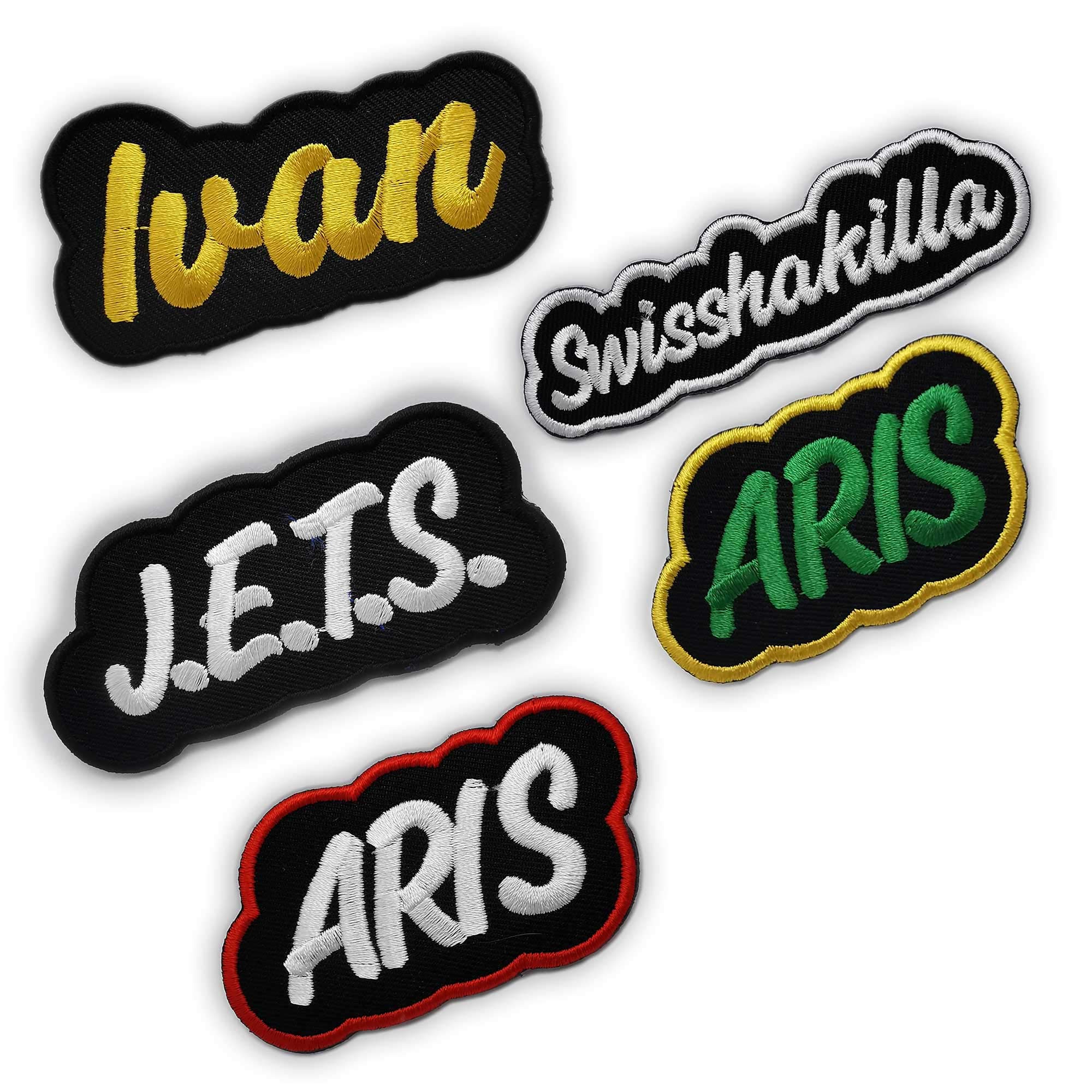 Custom Embroidered Iron On/Sew On Black Border Patch - Personalize Bags, Jeans, Backpacks, Dog Collars & Work Shirts | Unique Freehand Design for DIY Fashion & Crafts