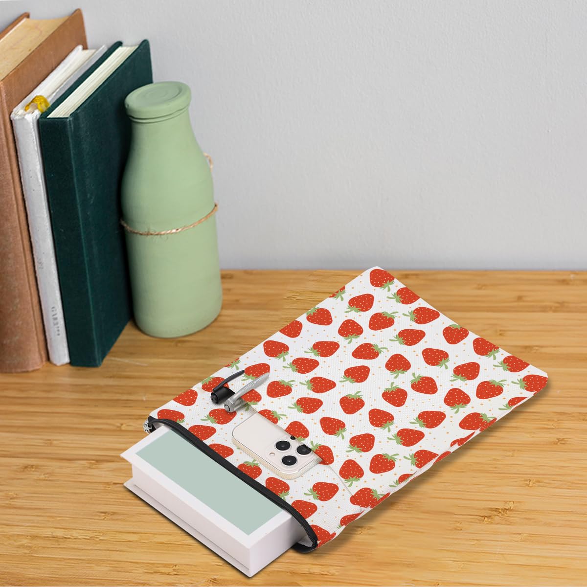 Book Sleeve Protector Cover - Perfect Gift for Book Lovers, Librarians & Bookworms - Ideal for Mother's Day, Graduation & Birthday - Strawberry Design for Bibliophiles - Great for Reading, Travel & Book Club Meetings