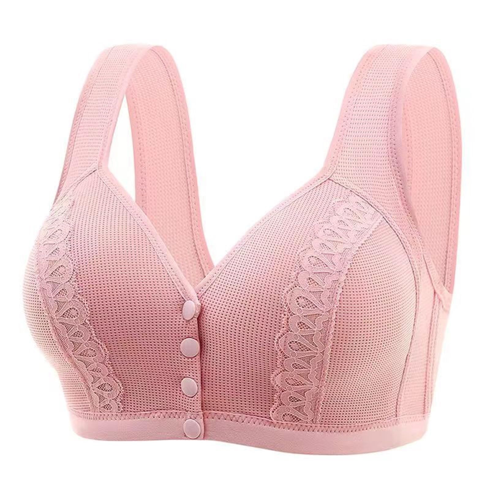 2024 Women's Wireless Front Closure Corset Sports Bras - Plus Size High Support No Underwire Bra in Pink, Size 38/85 Medium | Perfect for Yoga, Gym & Everyday Comfort