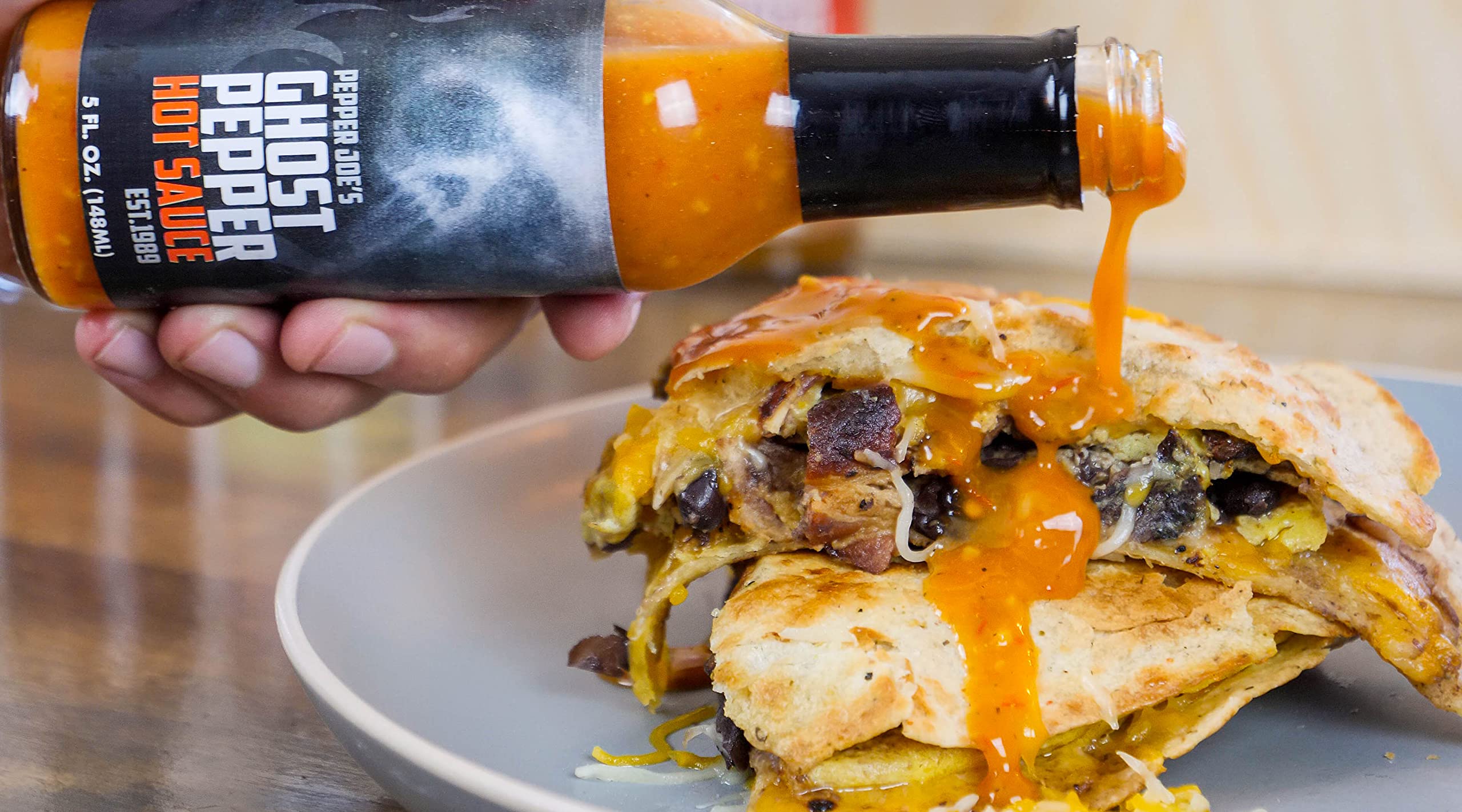 Pepper Joe’s Ghost Pepper Hot Sauce – Spicy Bhut Jolokia Chili Sauce with Fresh Ghost Peppers for Intense Heat & Flavor | Perfect for Wings, Tacos & BBQ