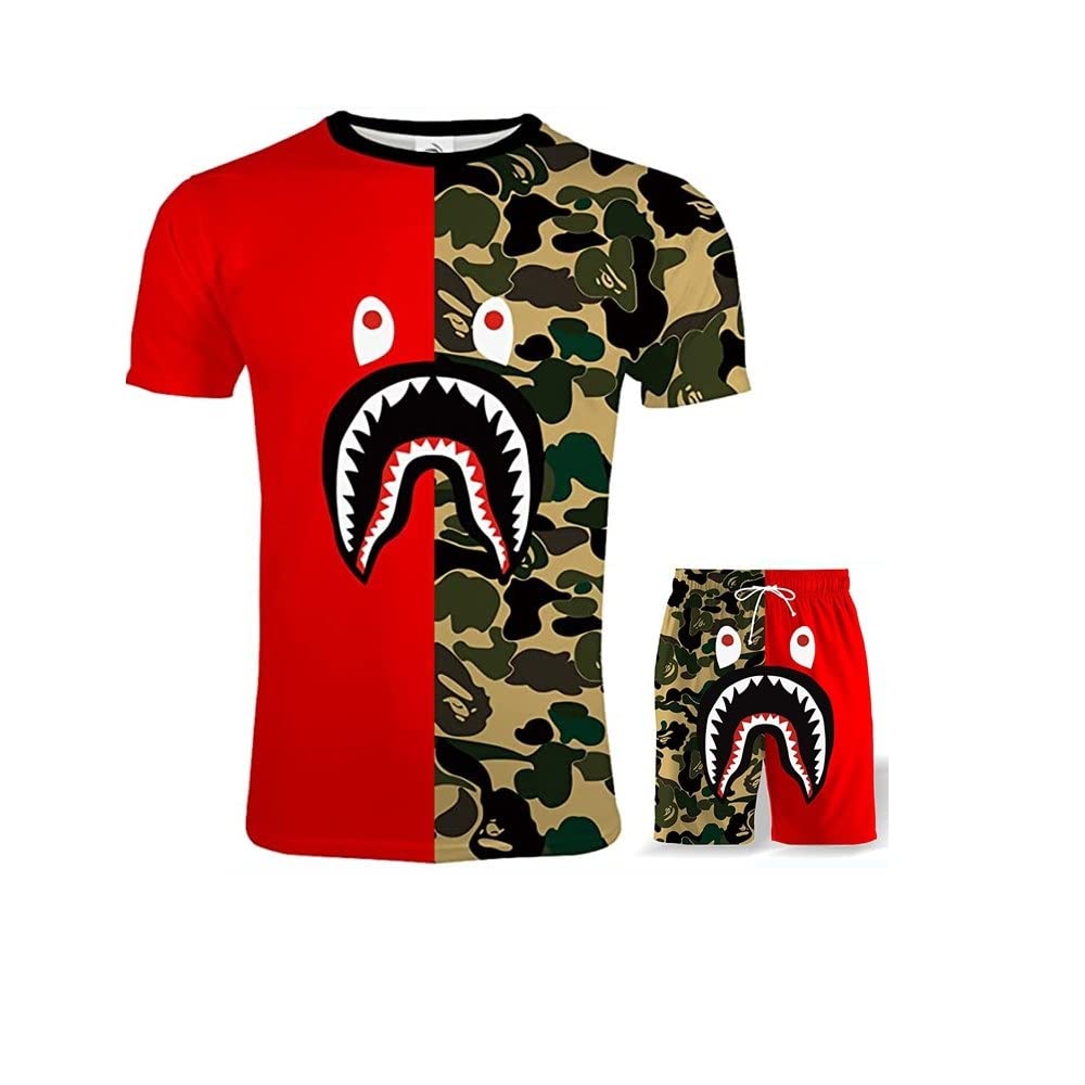 Bape Camo Shark Head T-Shirt - 3D Printed Short Sleeve Tee for Men & Women | Summer Fashion, Streetwear & Cosplay Outfits | Perfect for Anime Conventions, Casual Wear and Hip Hop Style