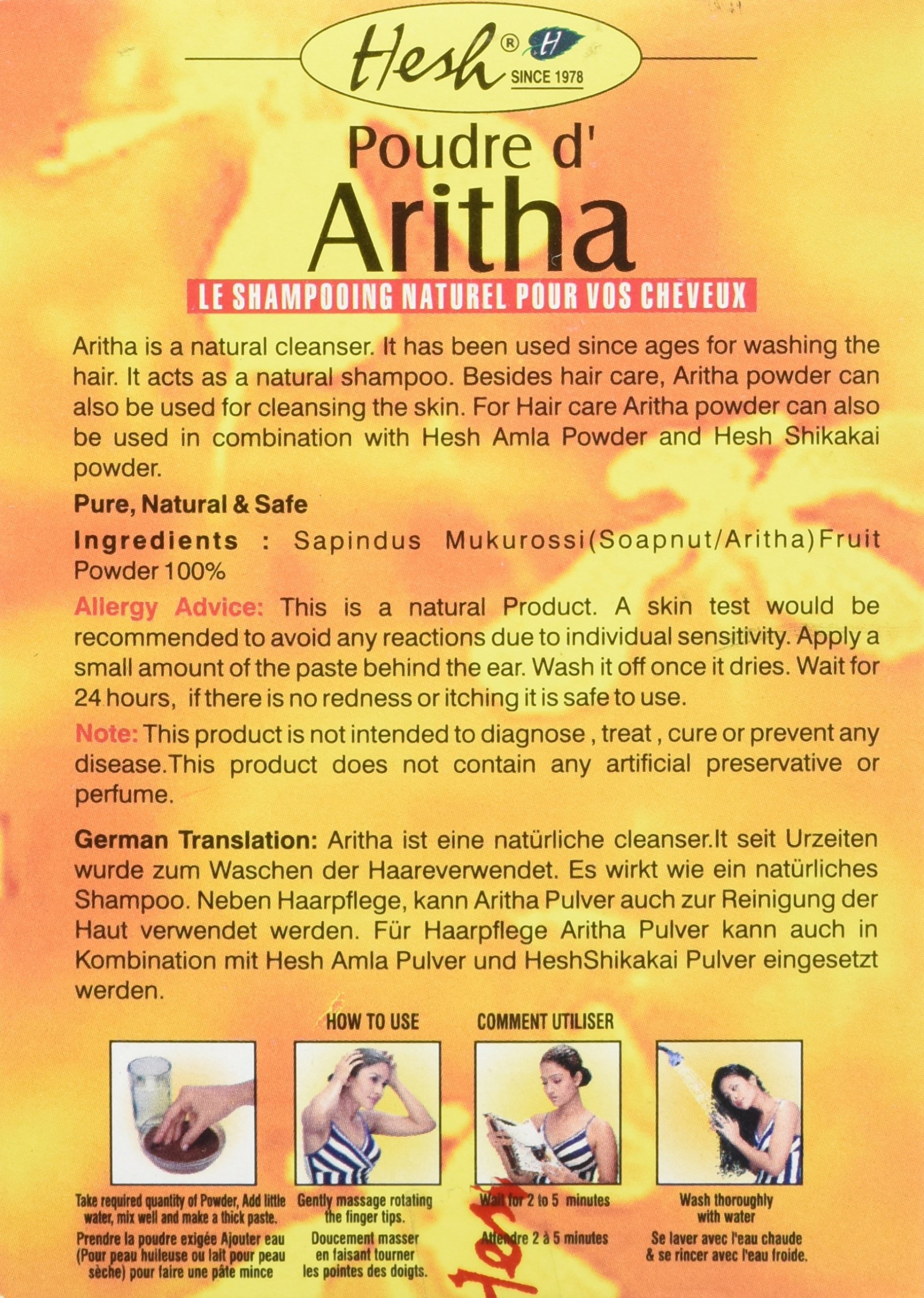 Hesh Aritha Powder 100g (3.5 Oz) - Natural Hair Cleanser & Shampoo for Ayurvedic Hair Care - Ideal for Organic Hair Wash, Scalp Treatment, and Traditional Indian Hair Care Rituals